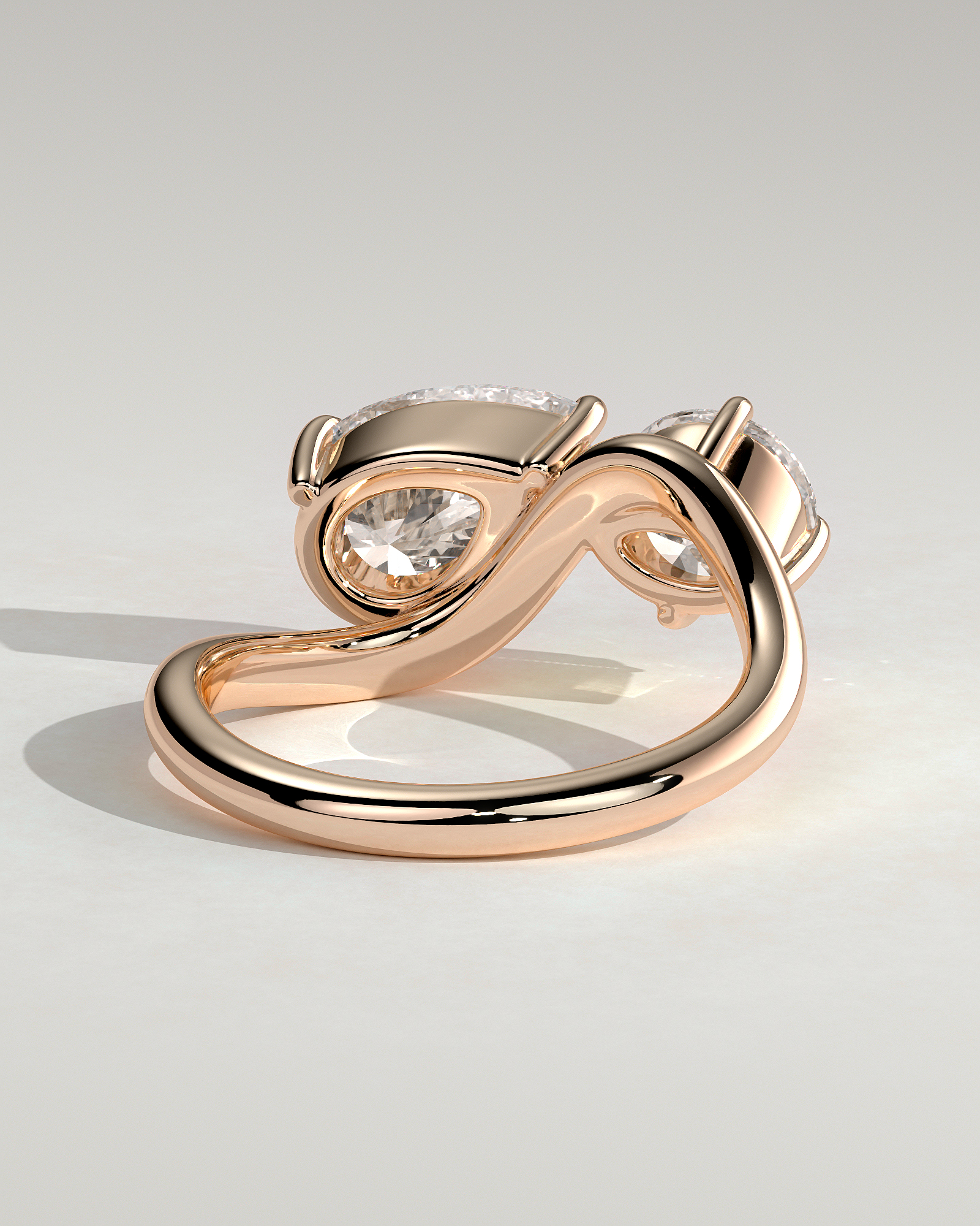 Noor - Pear and Round Stone Twist Toi et Moi - 18k Rose Gold