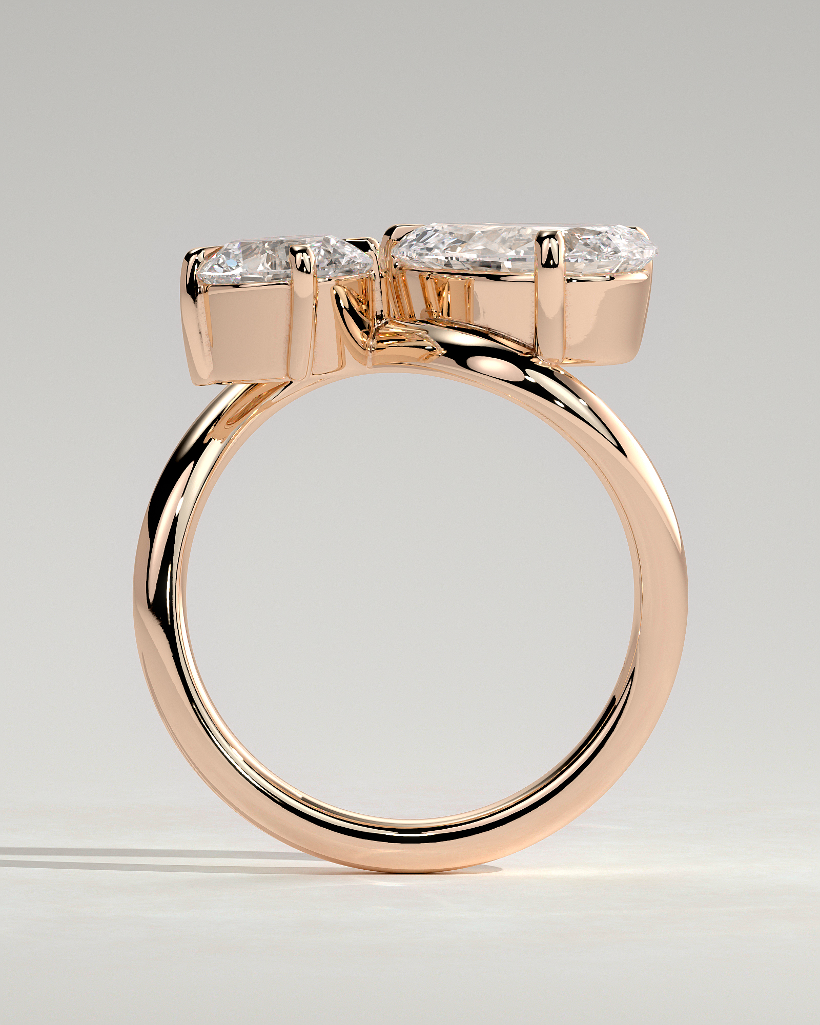 Noor - Pear and Round Stone Twist Toi et Moi - 18k Rose Gold