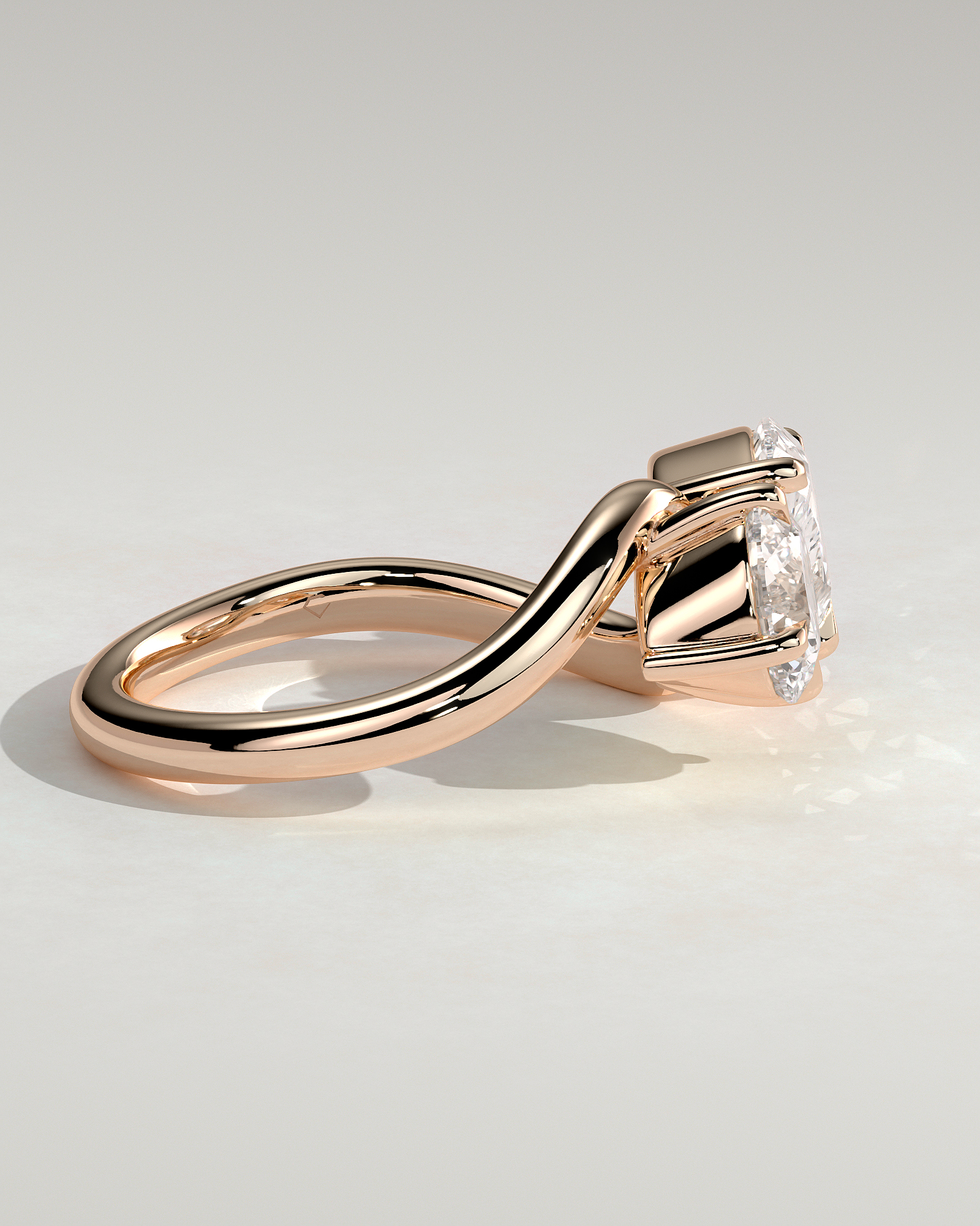 Noor - Pear and Round Stone Twist Toi et Moi - 18k Rose Gold