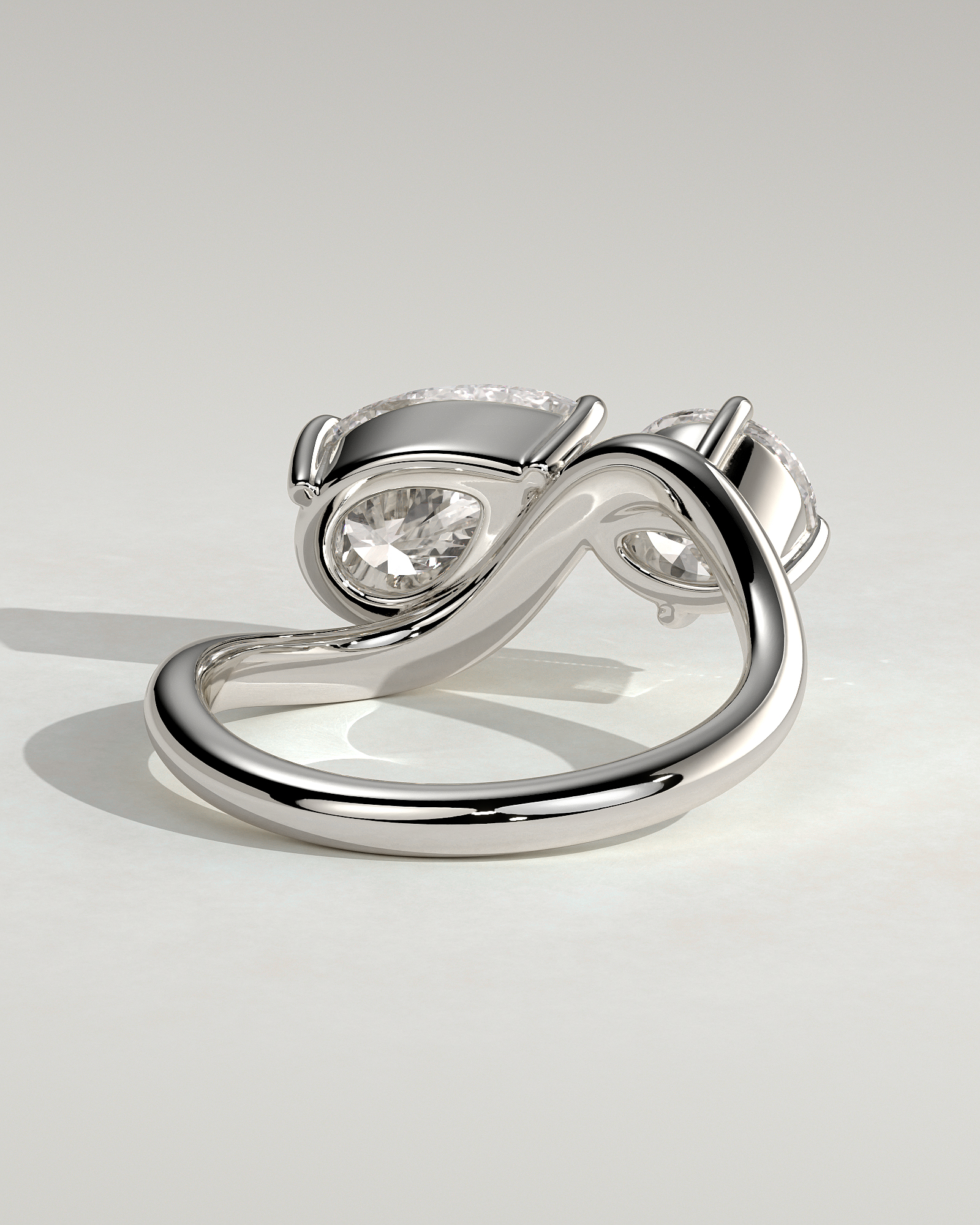 Noor - Pear and Round Stone Twist Toi et Moi - 18k White Gold