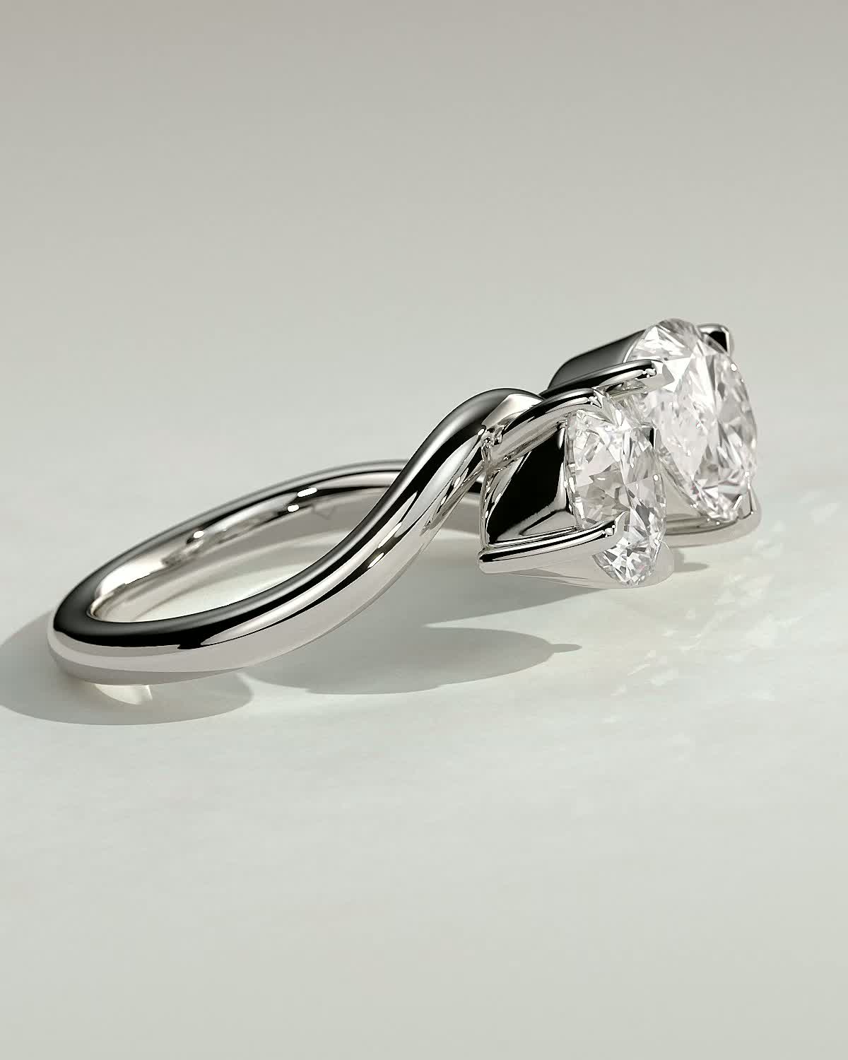 Noor - Pear and Round Stone Twist Toi et Moi - 18k White Gold