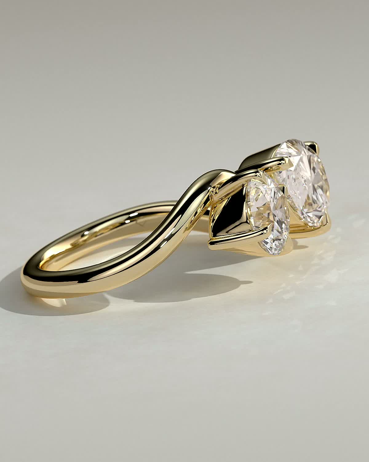 Noor - Pear and Round Stone Twist Toi et Moi - 18k Yellow Gold