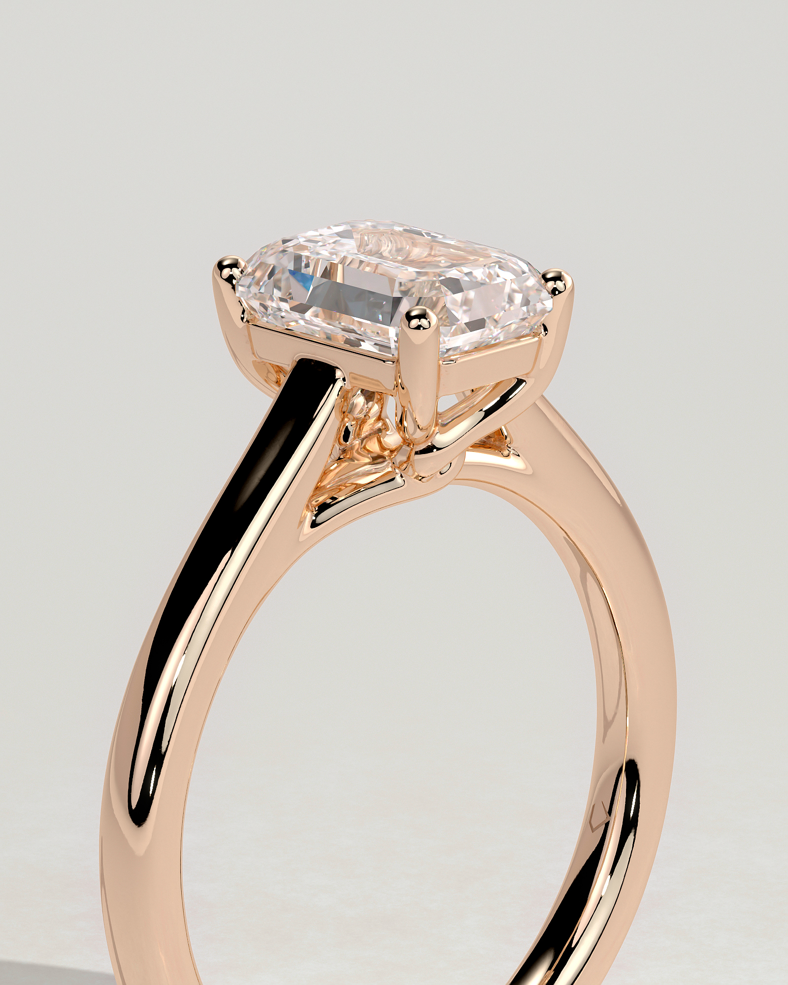 Nora - Emerald Cathedral Solitaire - 18k Rose Gold