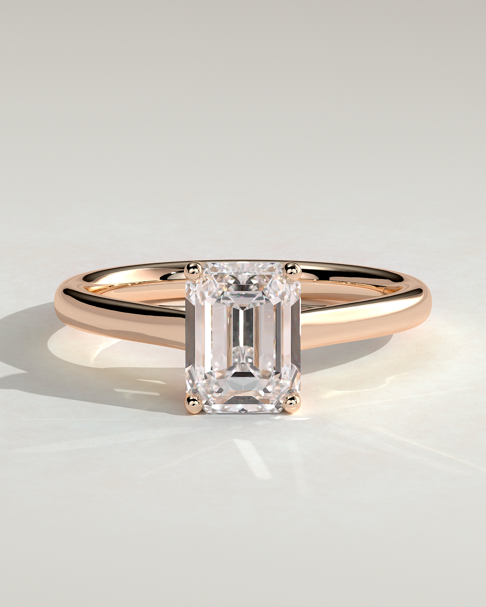 Nora - Emerald Cathedral Solitaire - 18k Rose Gold