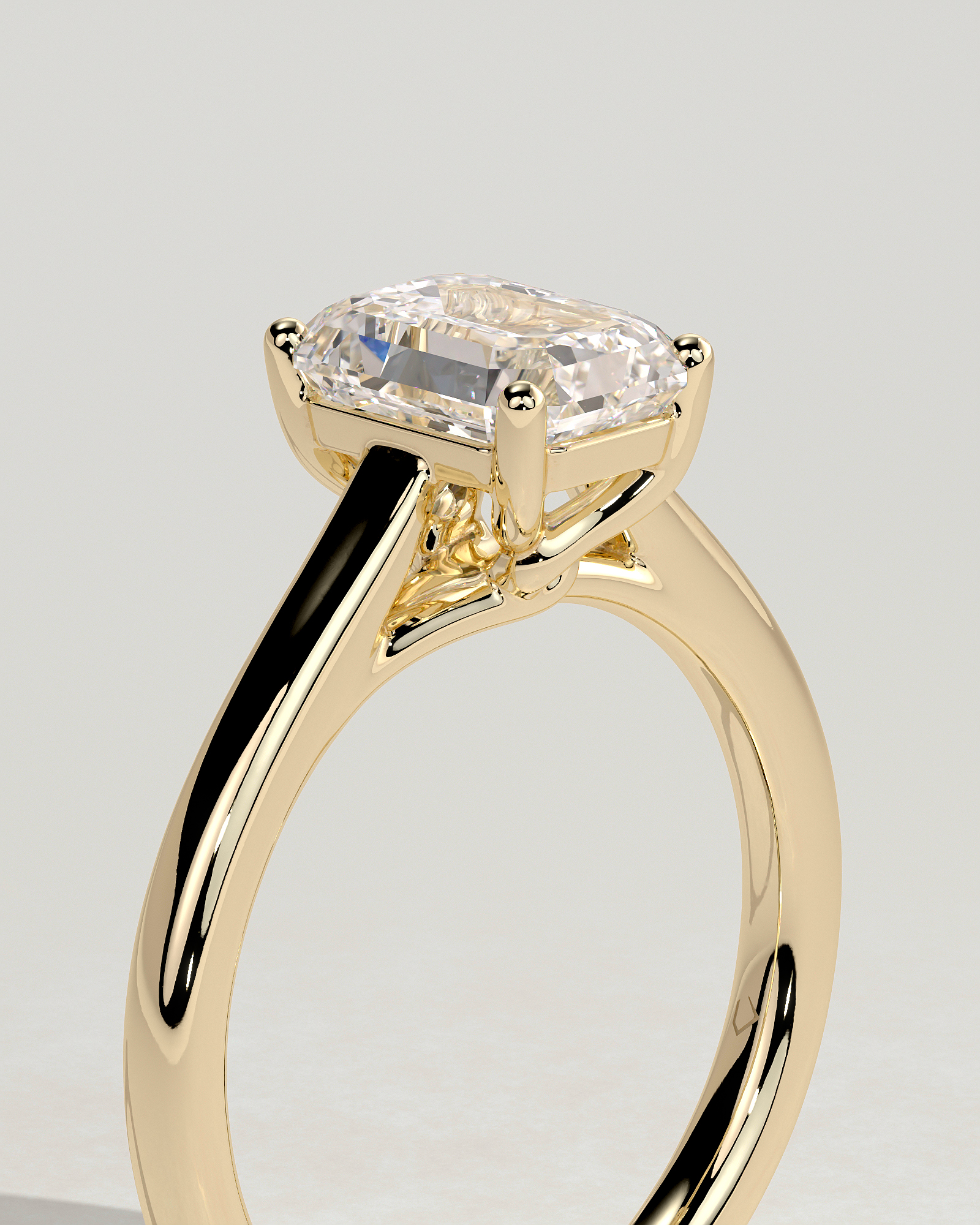 Nora - Emerald Cathedral Solitaire - 18k Yellow Gold