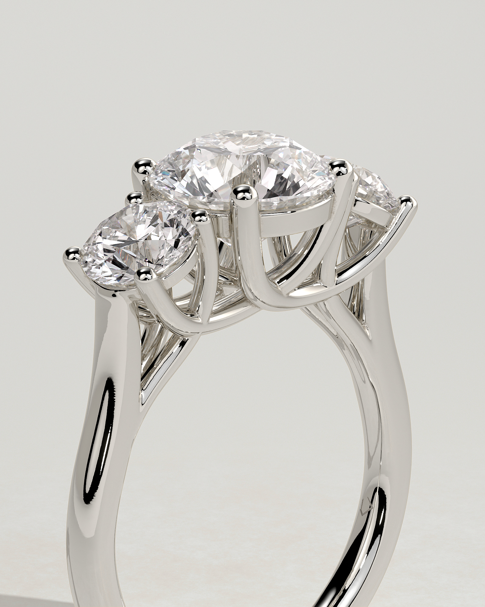 Octavia - Trellis Round Trilogy - 18k White Gold