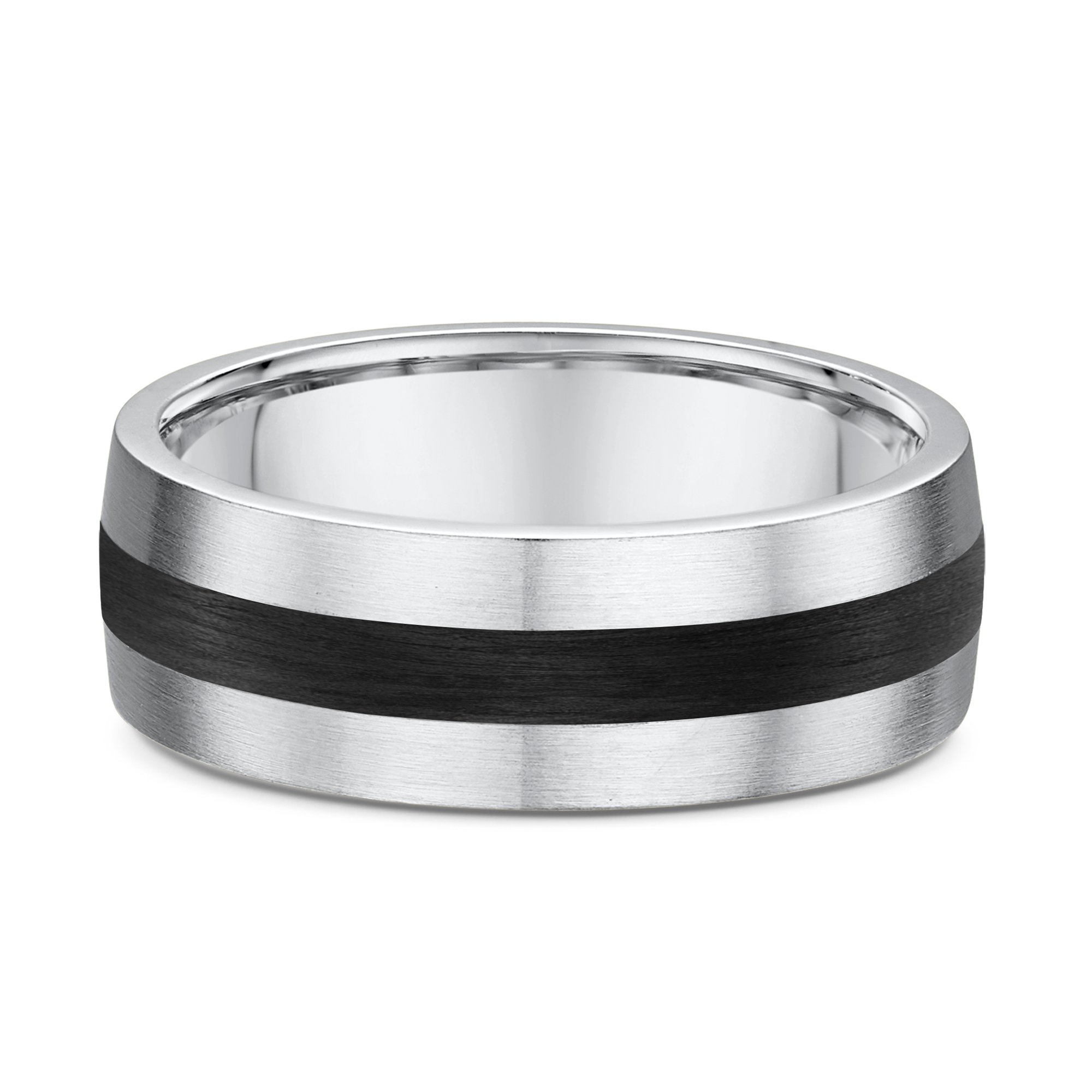 Oliver Mens Wedding Ring - 9k White Gold / Carbon Fibre