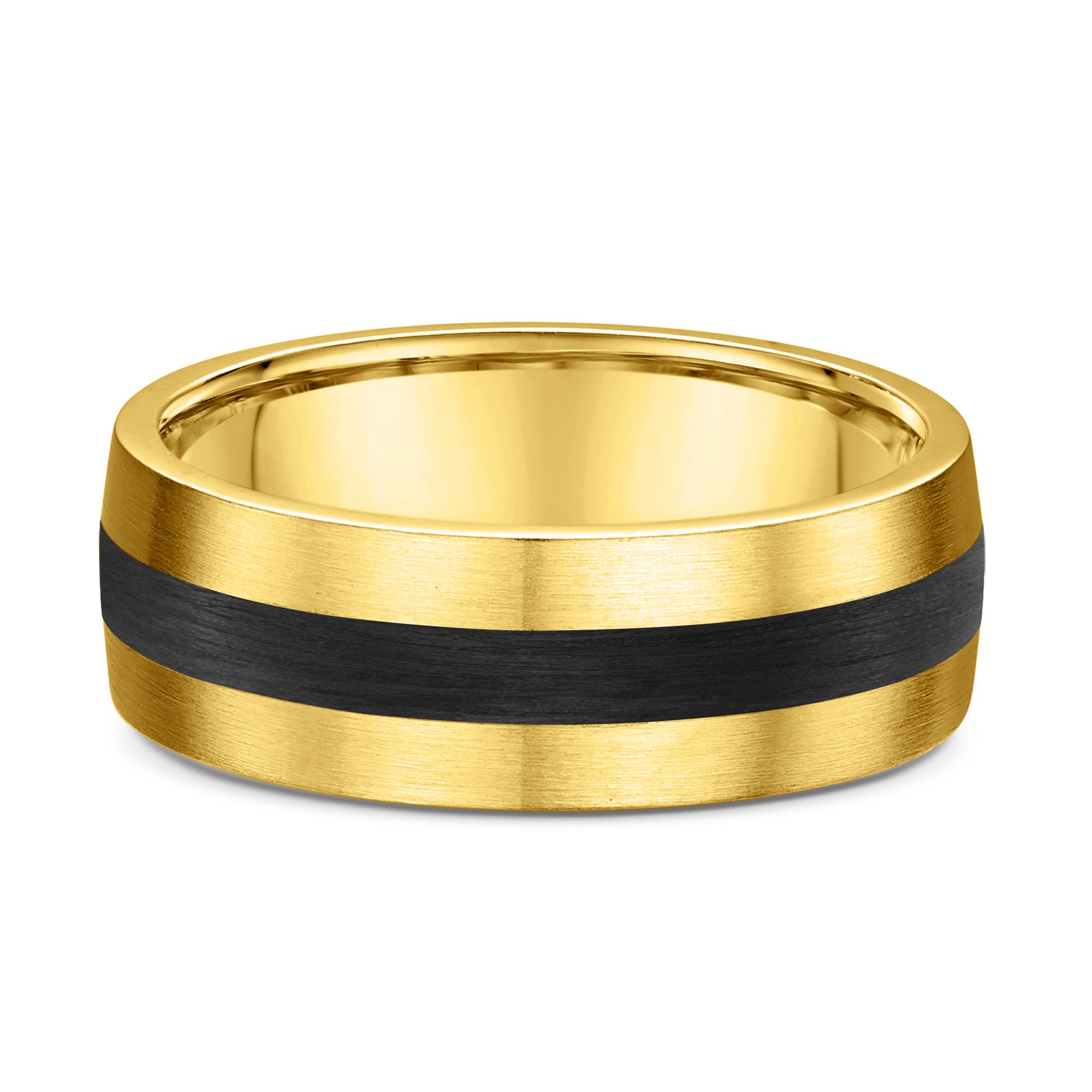 Oliver Mens Wedding Ring - 9k Yellow Gold / Carbon Fibre