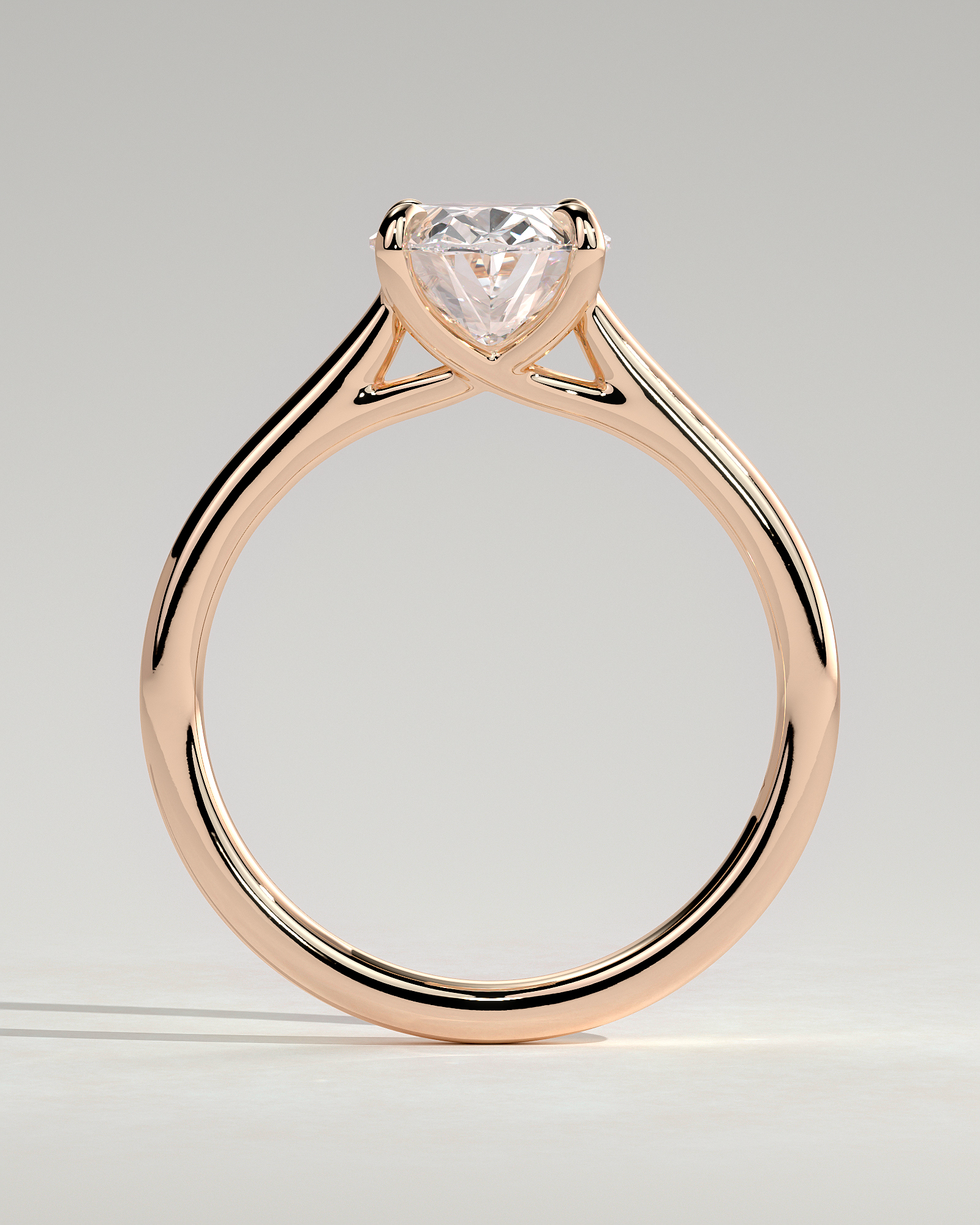 Olivia - Oval Solitaire with Trellis Setting - 18k Rose Gold