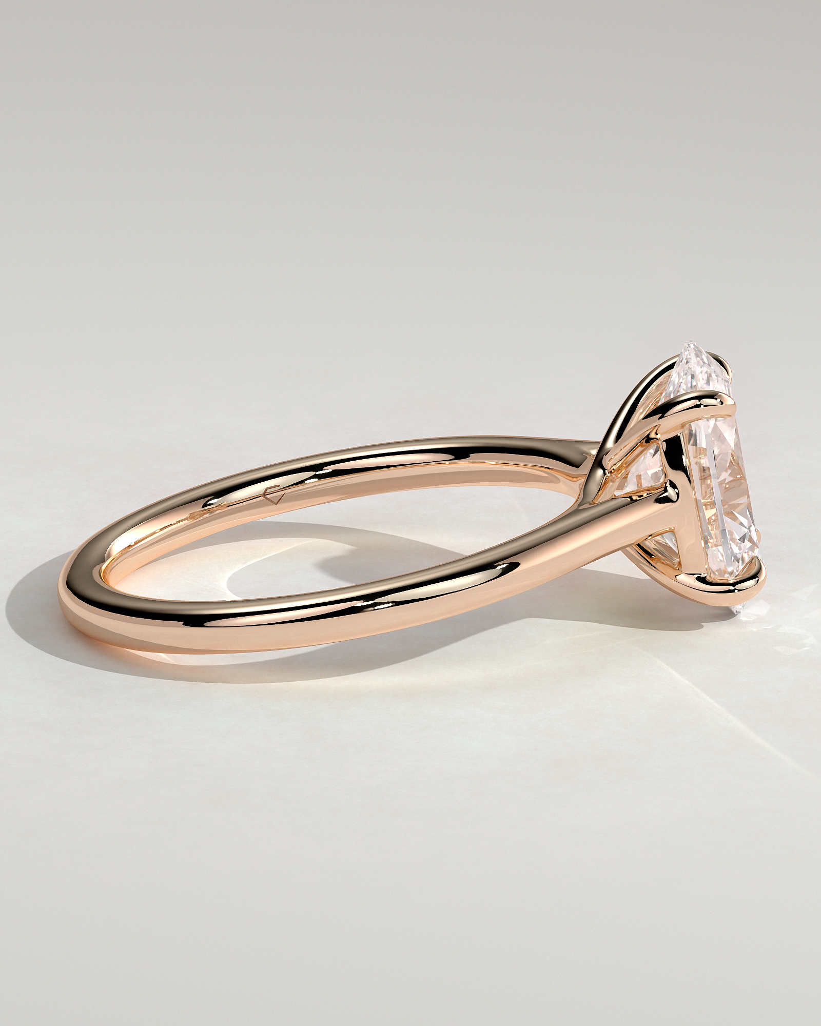 Olivia - Oval Solitaire with Trellis Setting - 18k Rose Gold