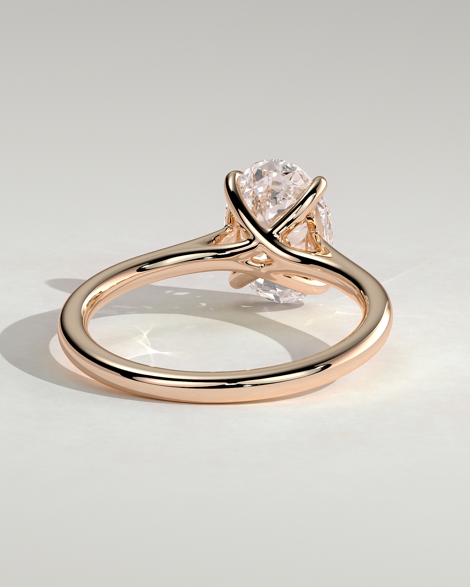 Olivia - Oval Solitaire with Trellis Setting - 18k Rose Gold
