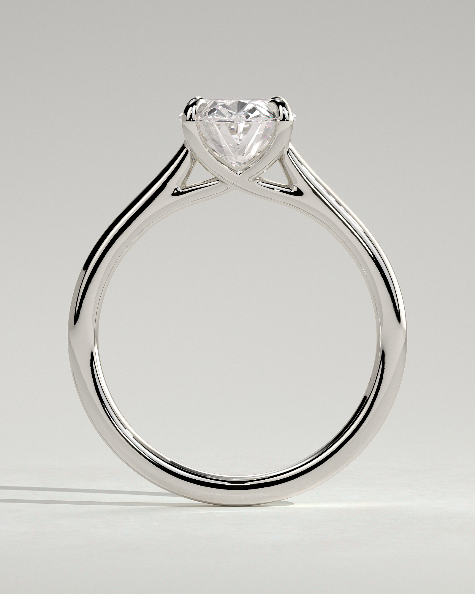 Olivia - Oval Solitaire with Trellis Setting - 18k White Gold
