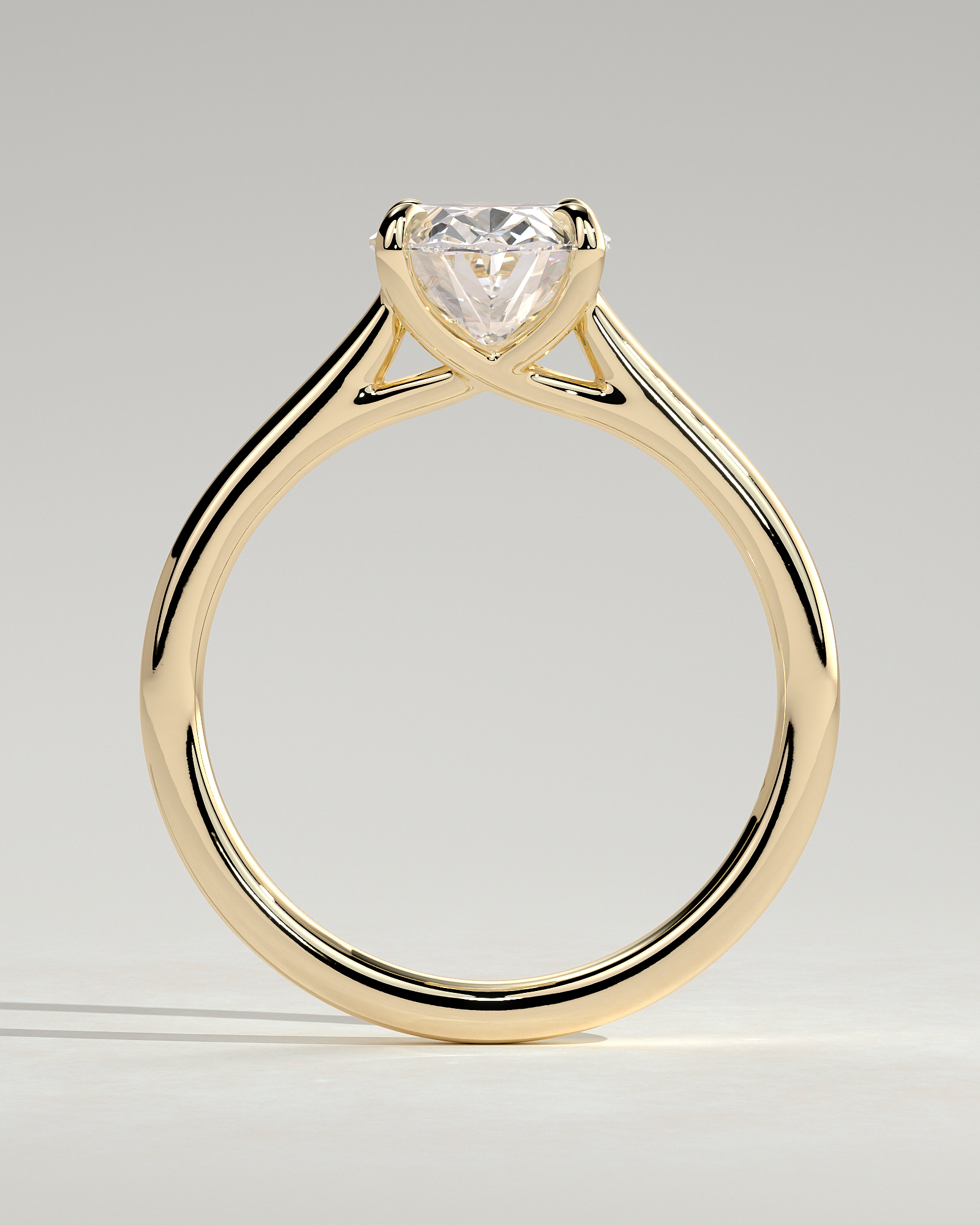 Olivia - Oval Solitaire with Trellis Setting - 18k Yellow Gold