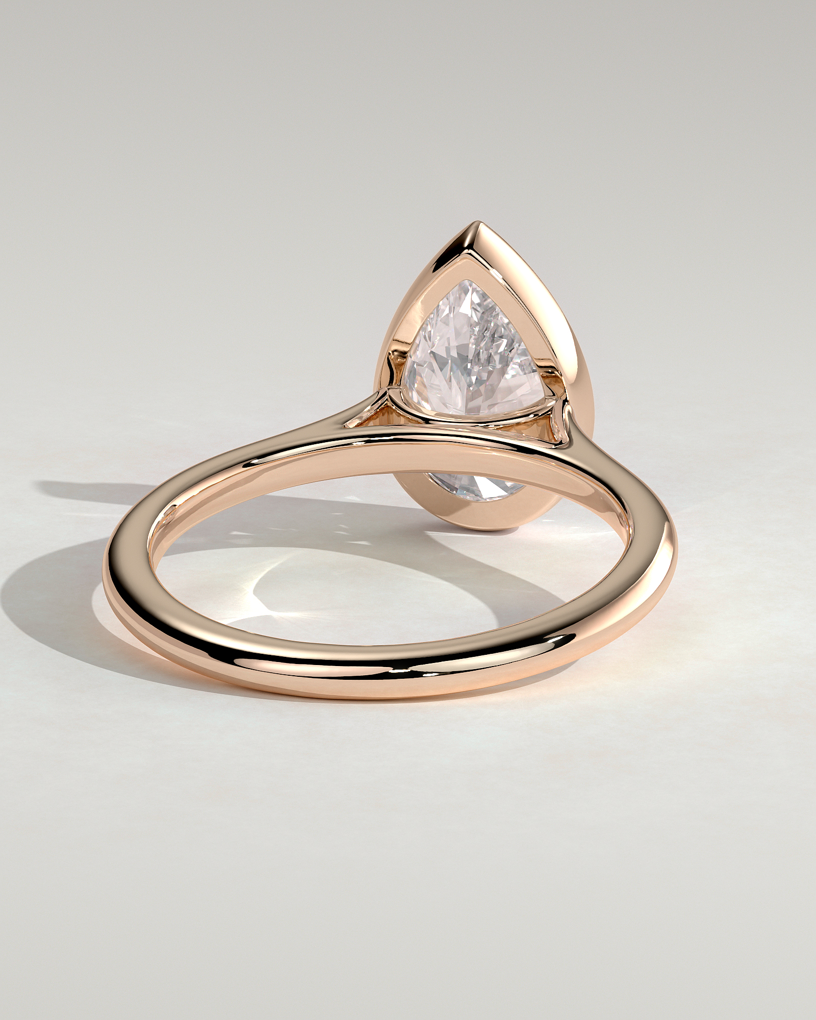 Paris - Pear Solitaire with Cathedral Bezel Setting - 18k Rose Gold