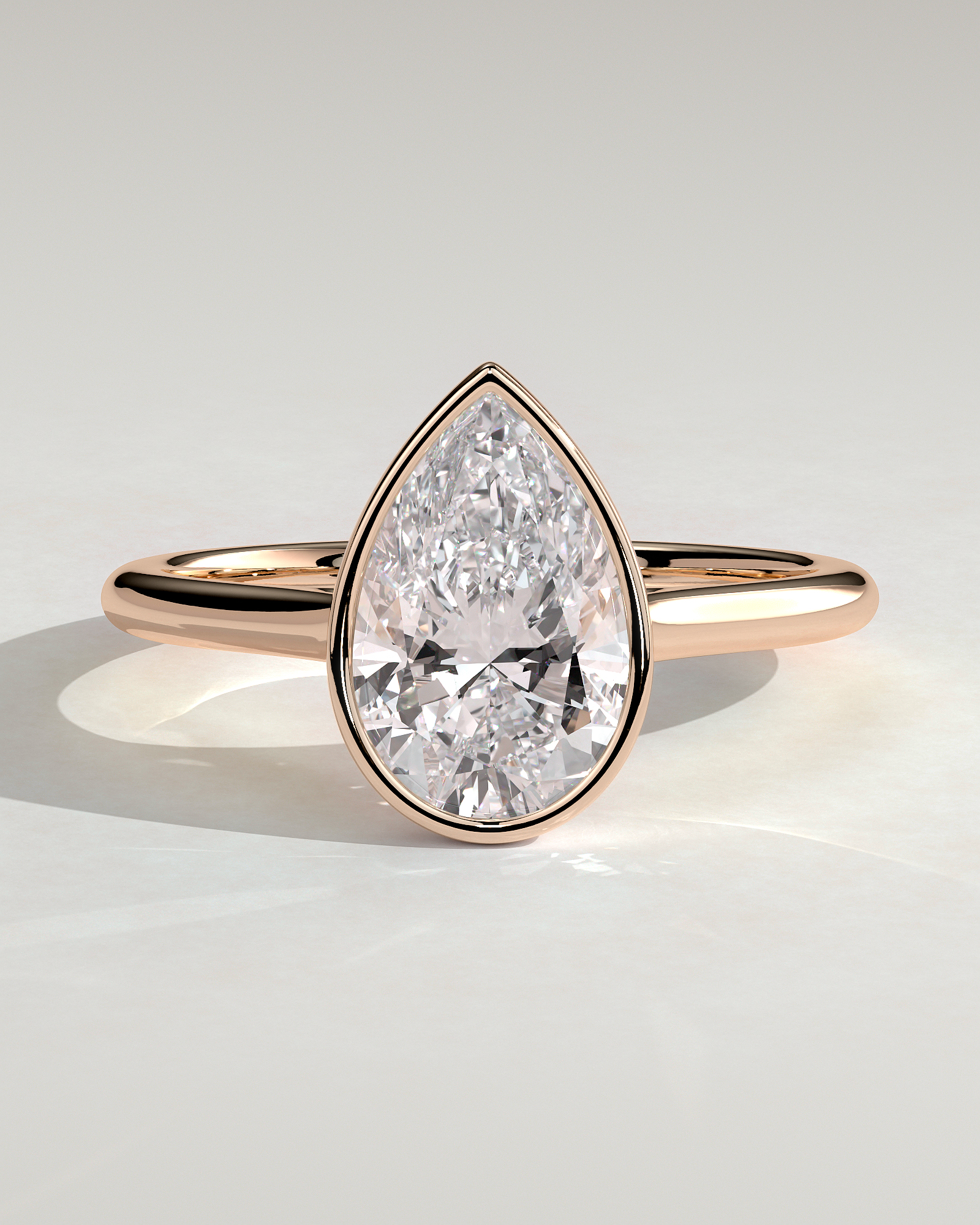 Paris - Pear Solitaire with Cathedral Bezel Setting - 18k Rose Gold