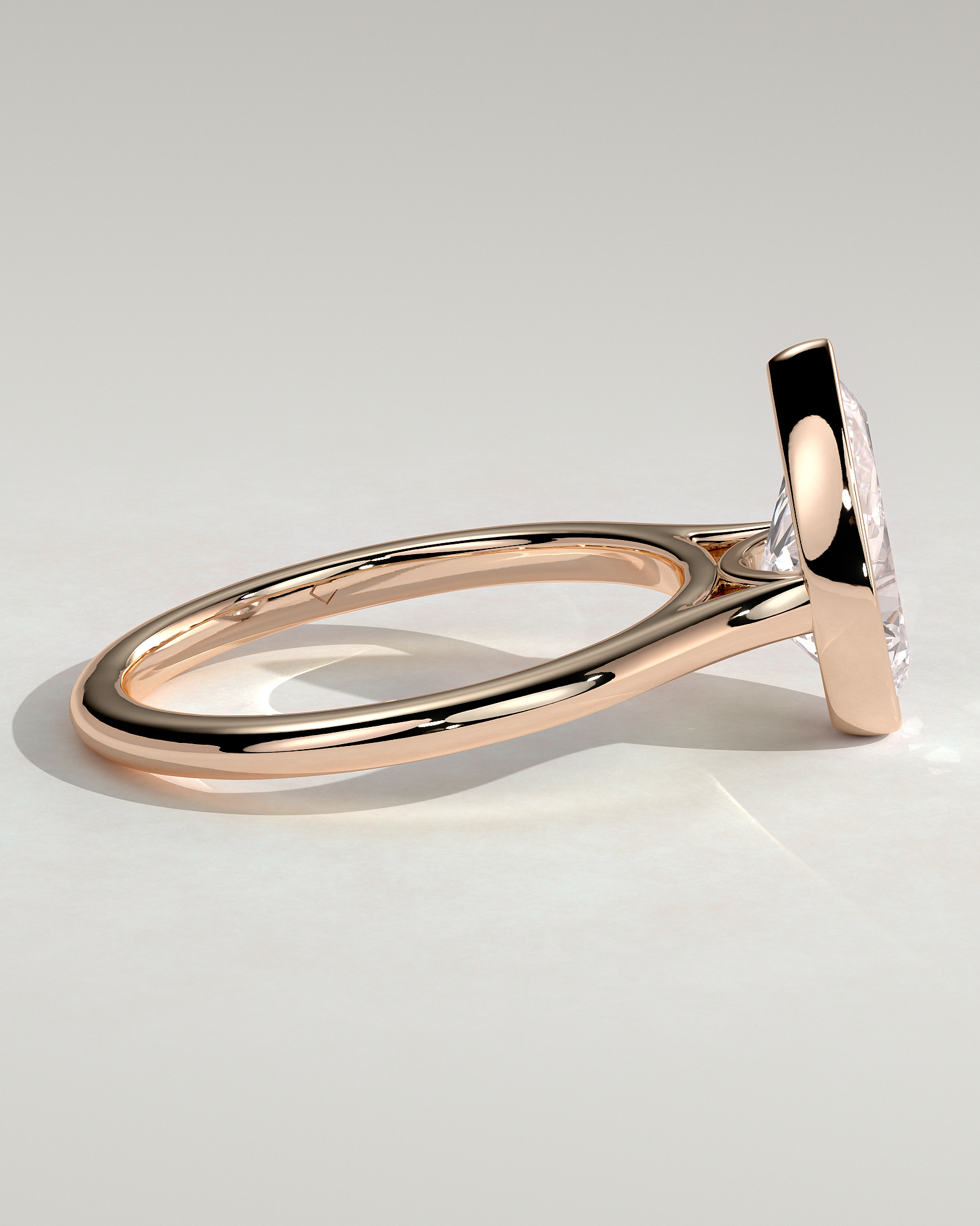 Paris - Pear Solitaire with Cathedral Bezel Setting - 18k Rose Gold