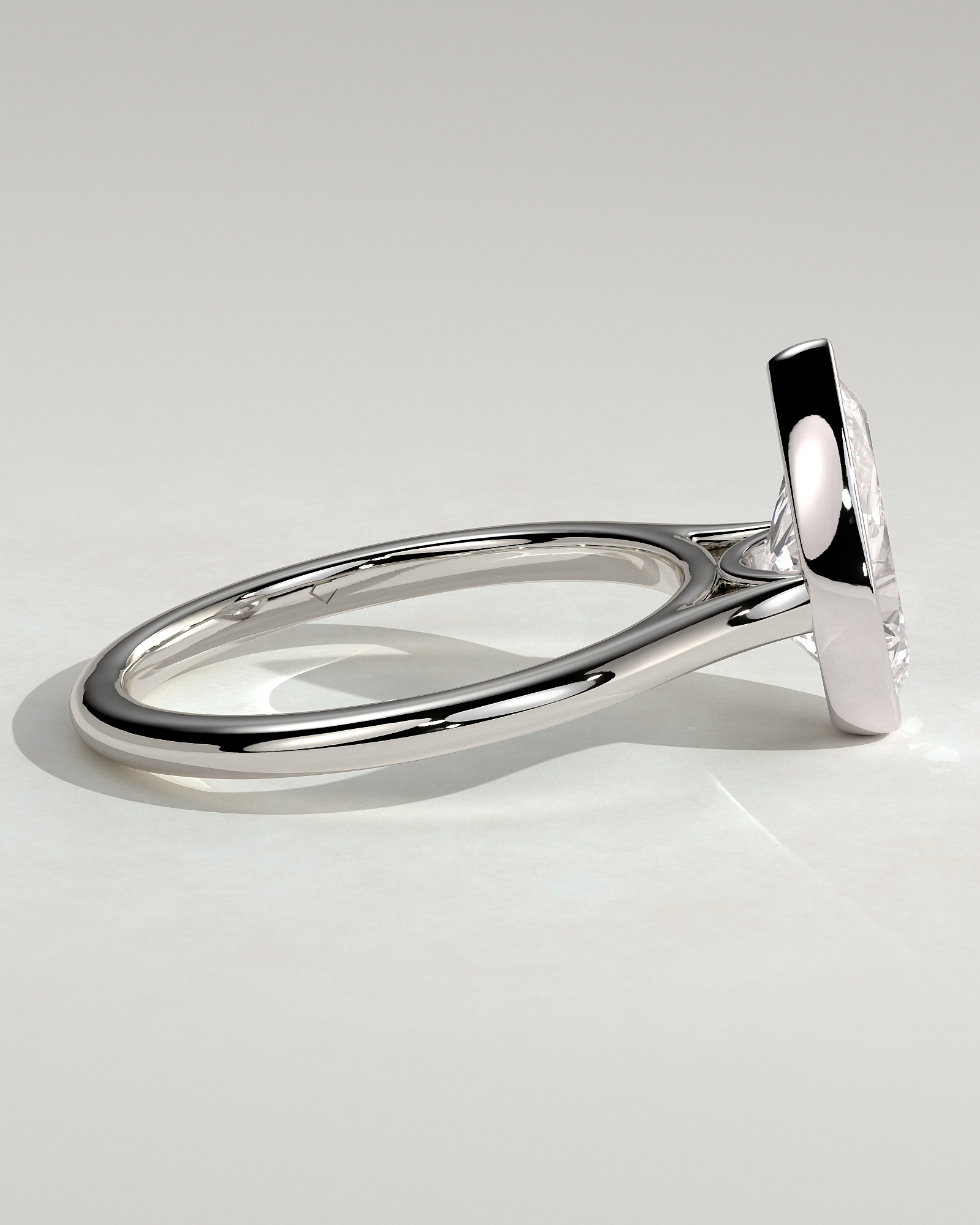 Paris - Pear Solitaire with Cathedral Bezel Setting - 18k White Gold