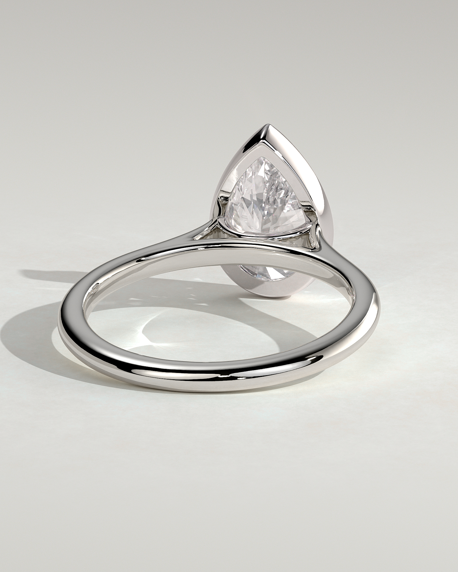 Paris - Pear Solitaire with Cathedral Bezel Setting - 18k White Gold