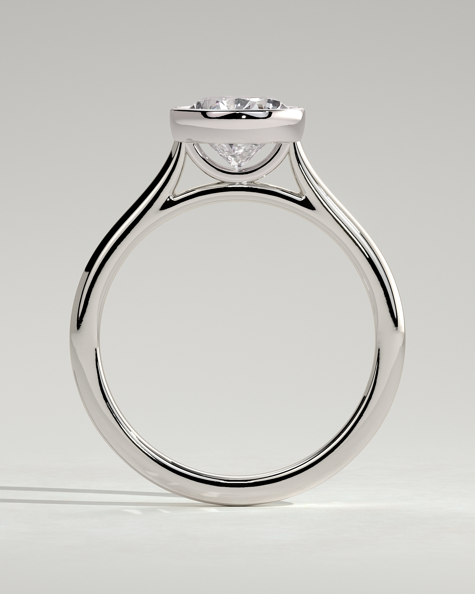 Paris - Pear Solitaire with Cathedral Bezel Setting - 18k White Gold