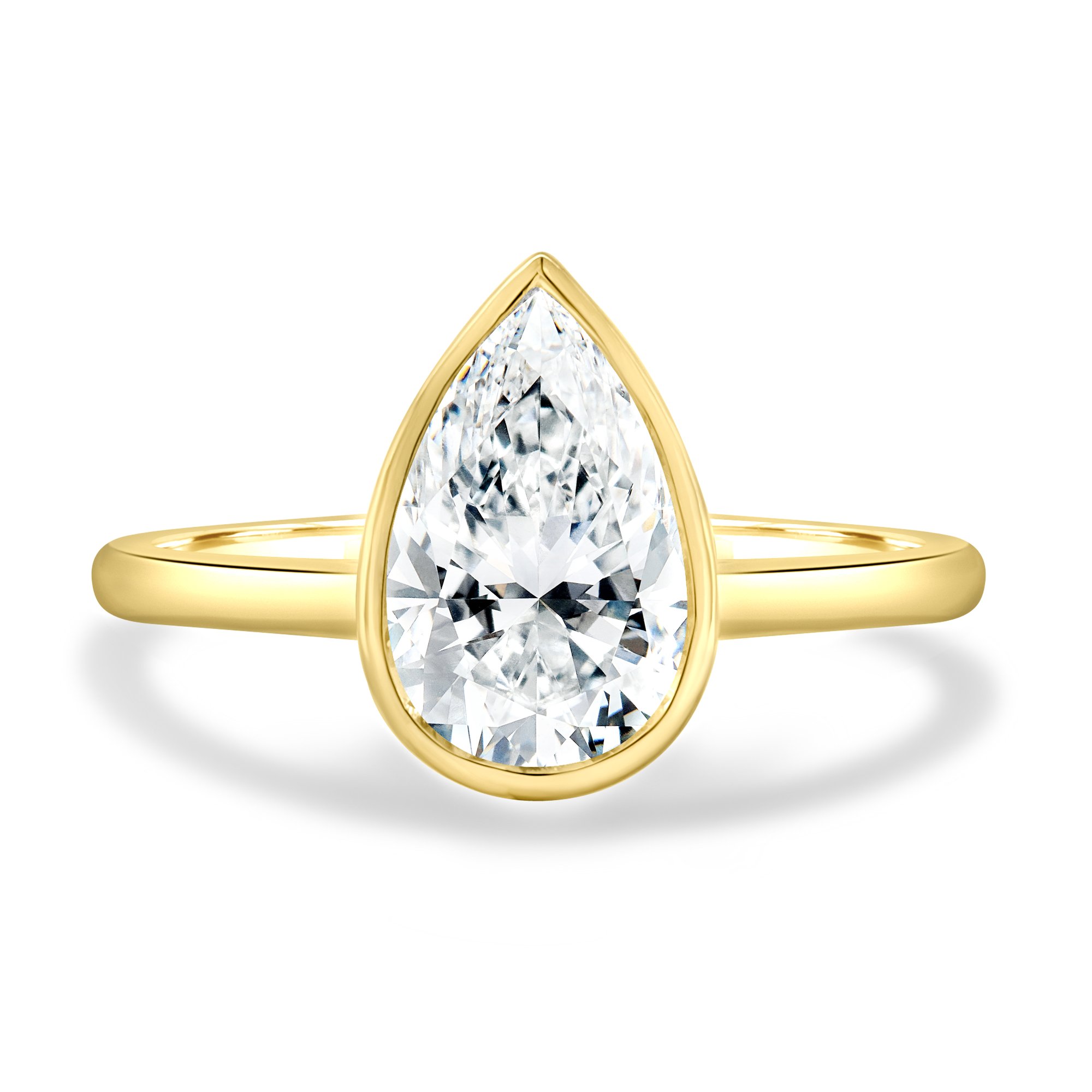Paris - Pear Solitaire with Cathedral Bezel Setting - 18k Yellow Gold