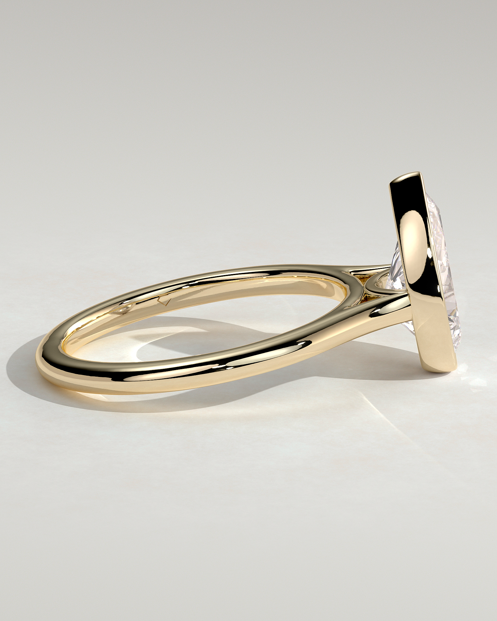 Paris - Pear Solitaire with Cathedral Bezel Setting - 18k Yellow Gold