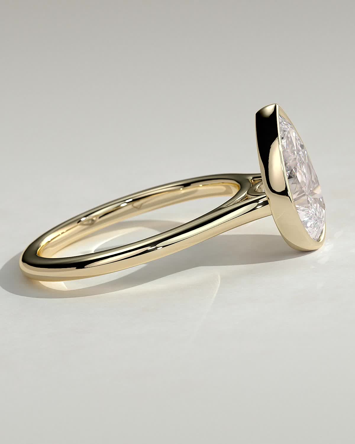 Paris - Pear Solitaire with Cathedral Bezel Setting - 18k Yellow Gold