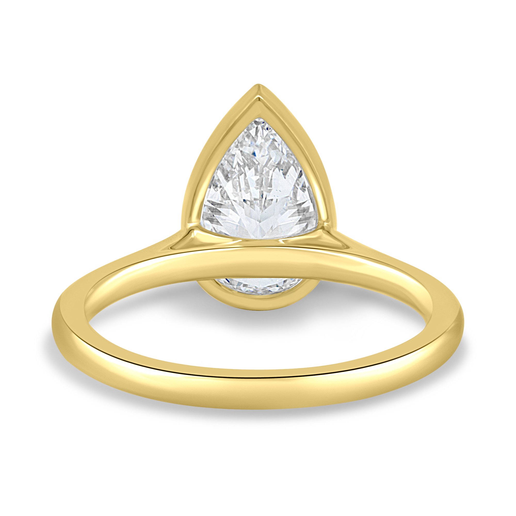 Paris - Pear Solitaire with Cathedral Bezel Setting - 18k Yellow Gold