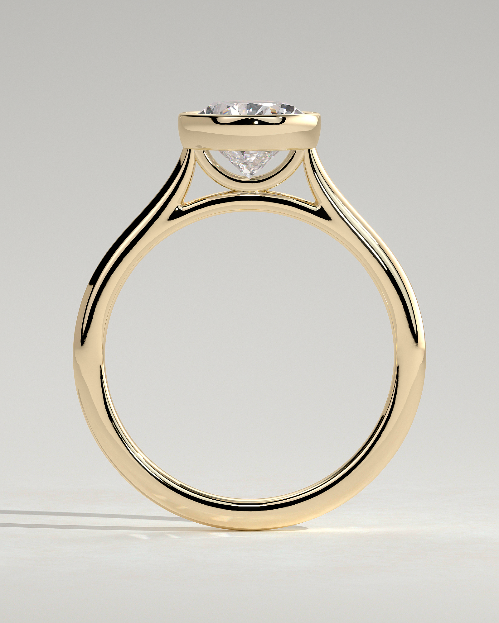 Paris - Pear Solitaire with Cathedral Bezel Setting - 18k Yellow Gold