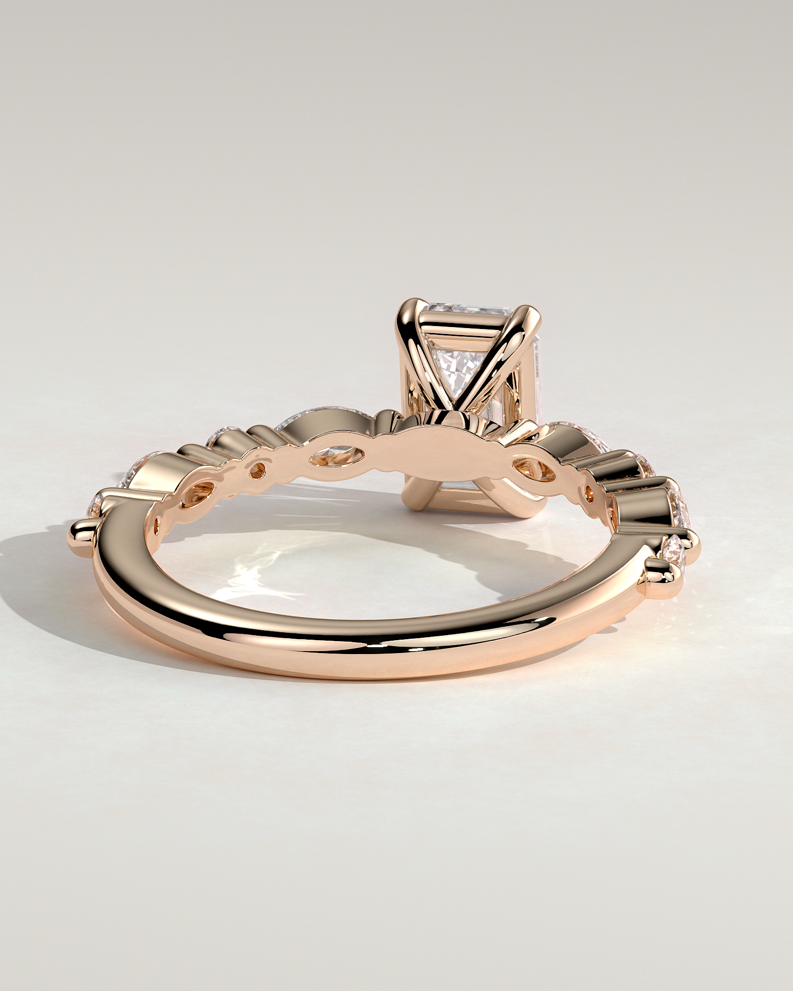 Parker - Emerald Solitaire with Accent Band - 18k Rose Gold