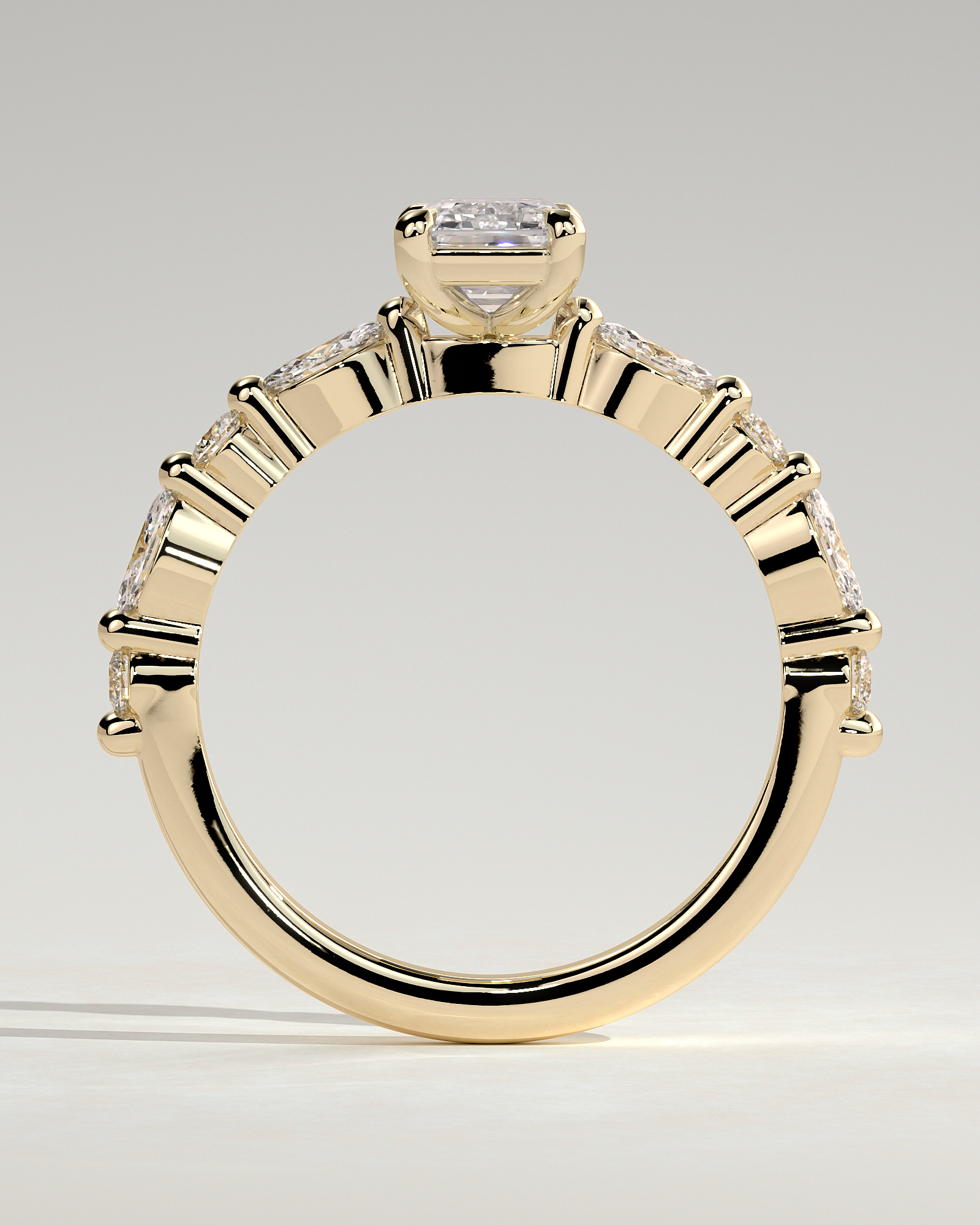 Parker - Emerald Solitaire with Accent Band - 18k Yellow Gold