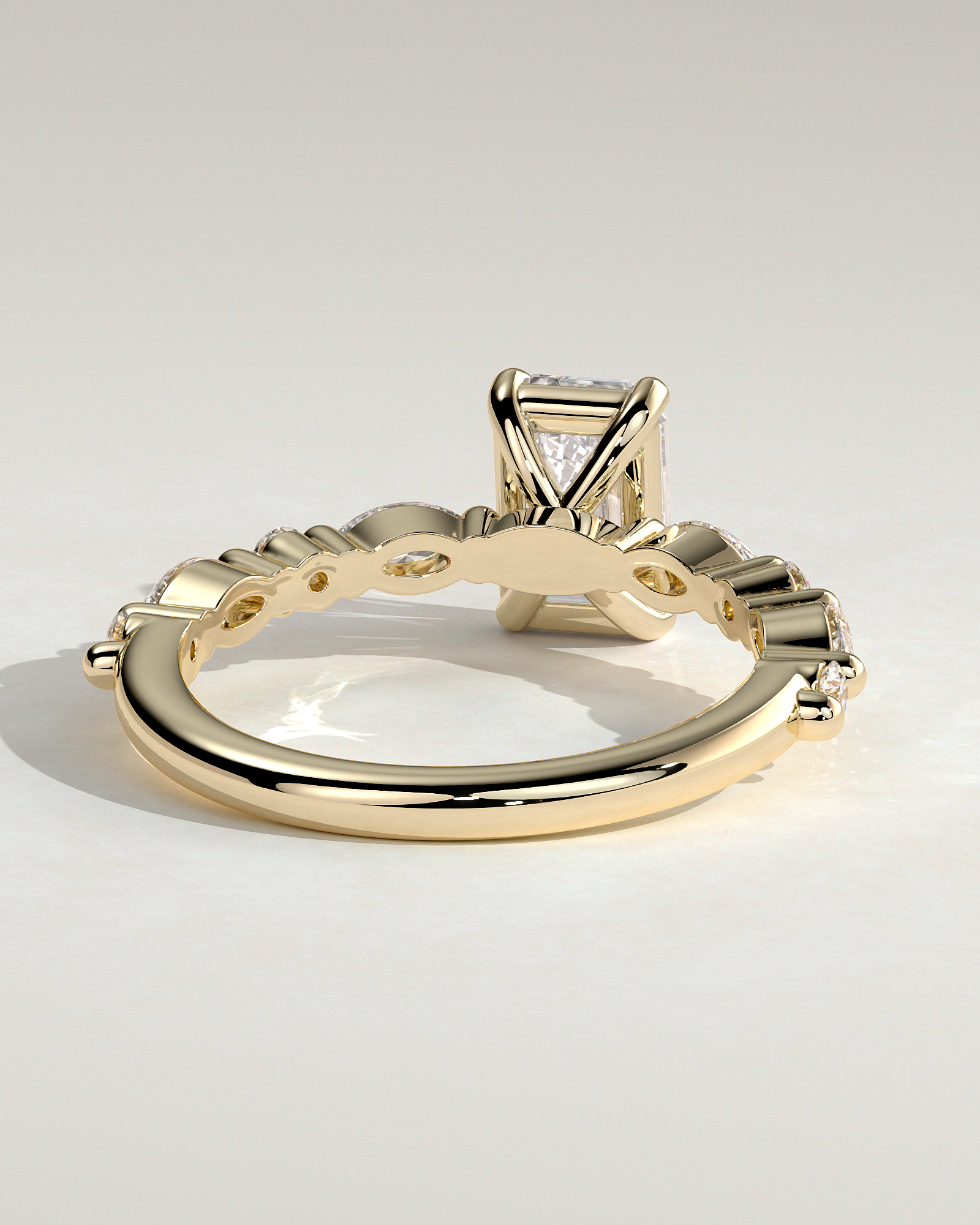 Parker - Emerald Solitaire with Accent Band - 18k Yellow Gold