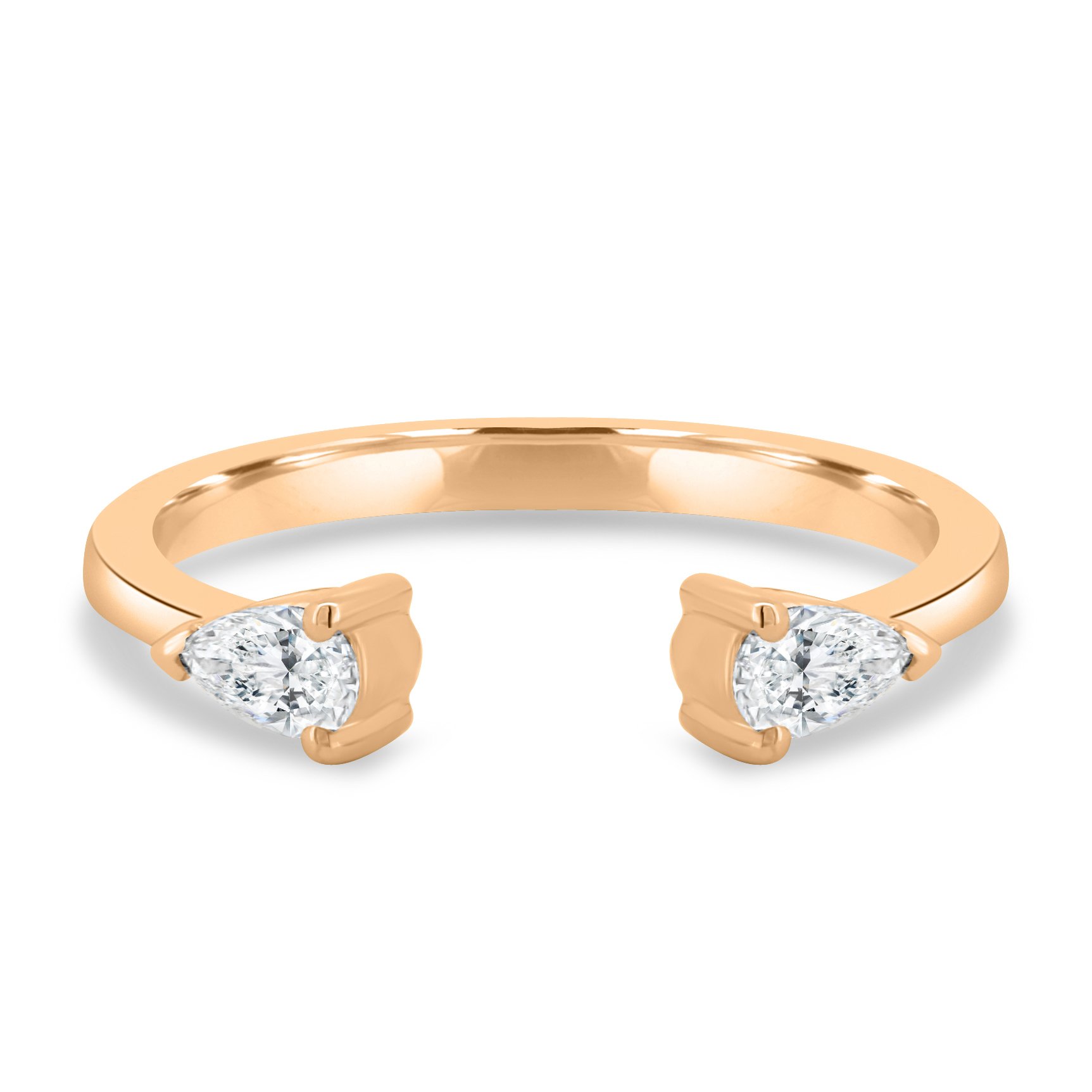 Pearl - Pear Open Wedding Ring - 18k Rose Gold