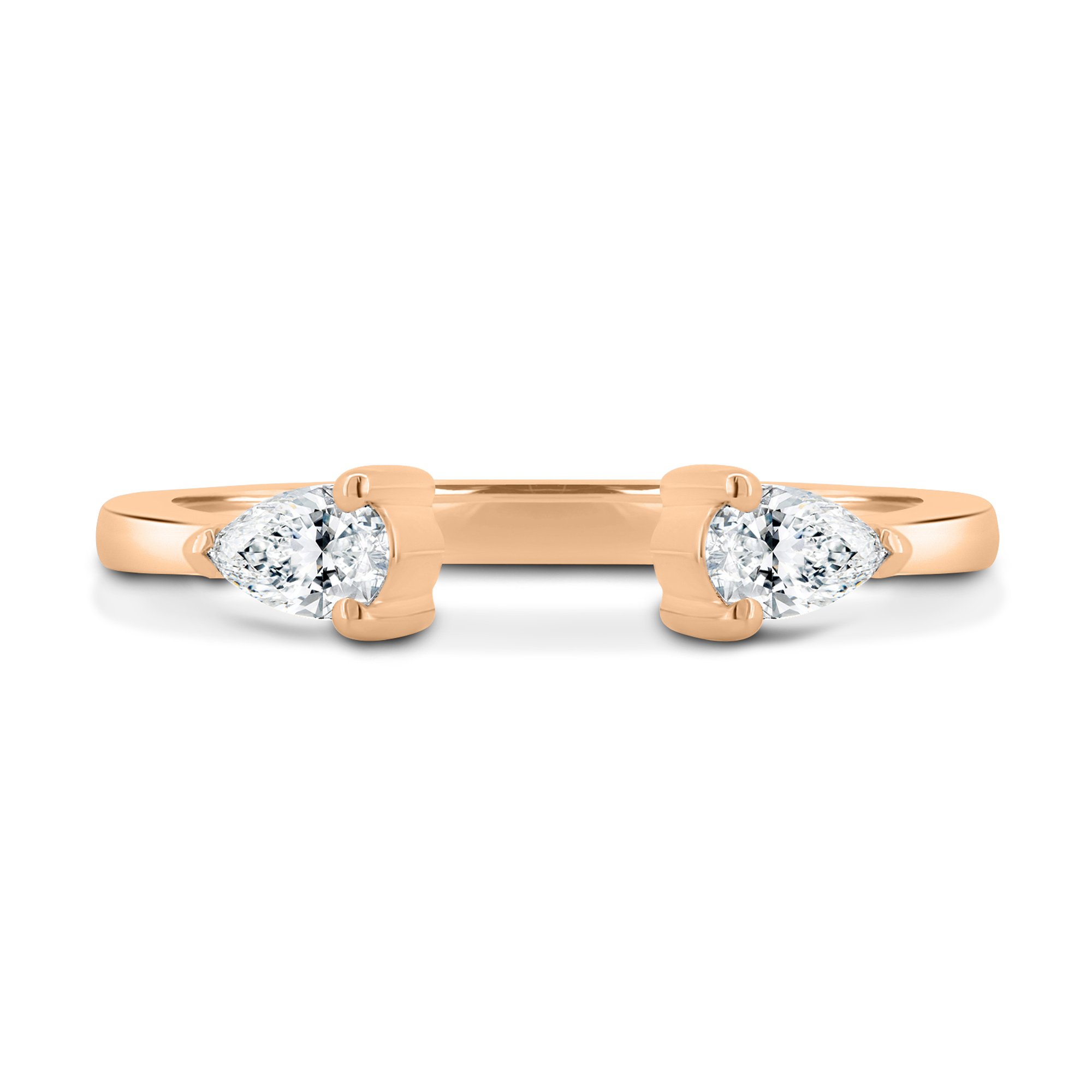 Pearl - Pear Open Wedding Ring - 18k Rose Gold