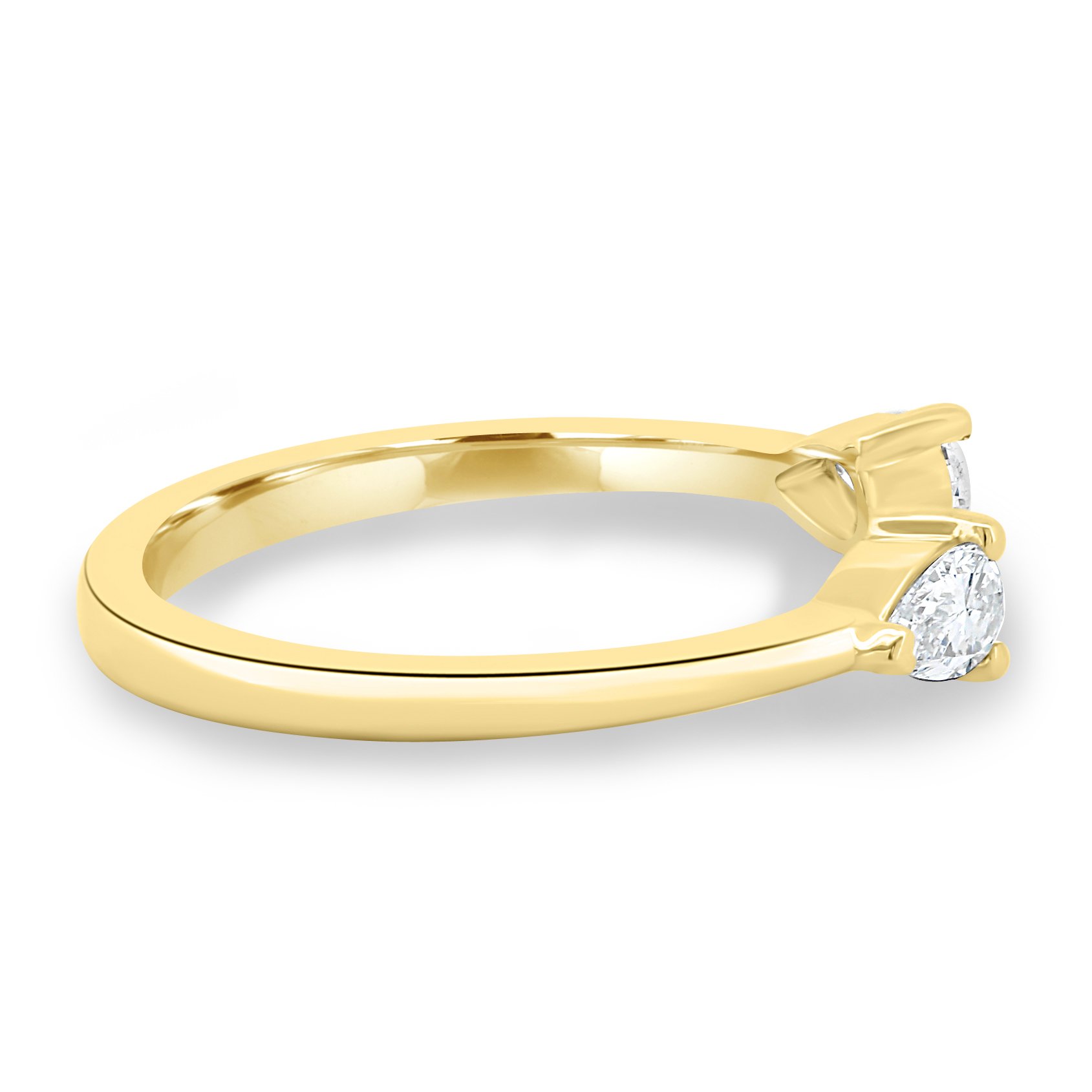 Pearl - Pear Open Wedding Ring - 18k Yellow Gold
