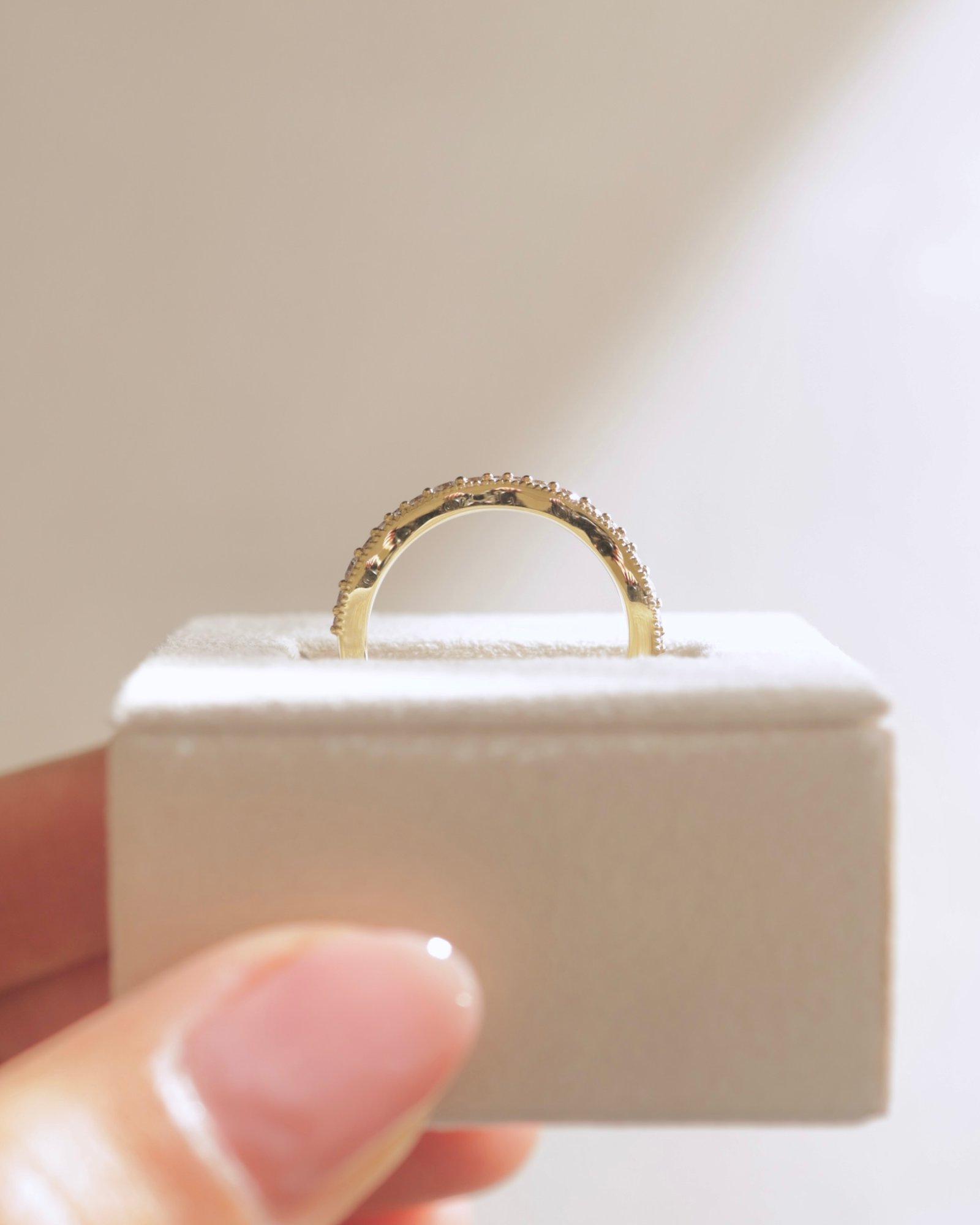 Peyton - Vintage Wave Pav Band with Milgrain Detail Lifestyle Image