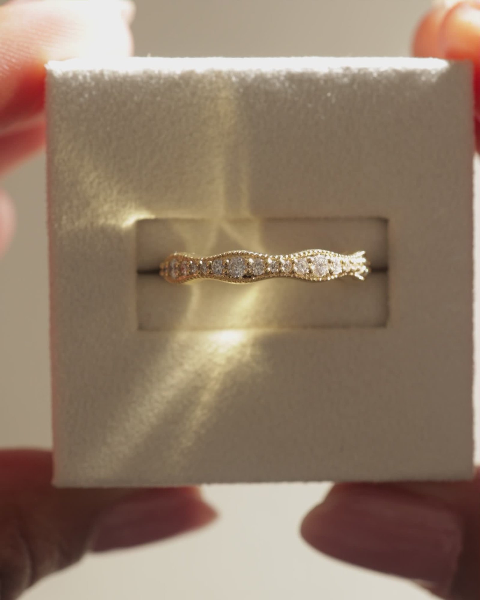 Peyton - Vintage Wave Pav Band with Milgrain Detail Lifestyle Image