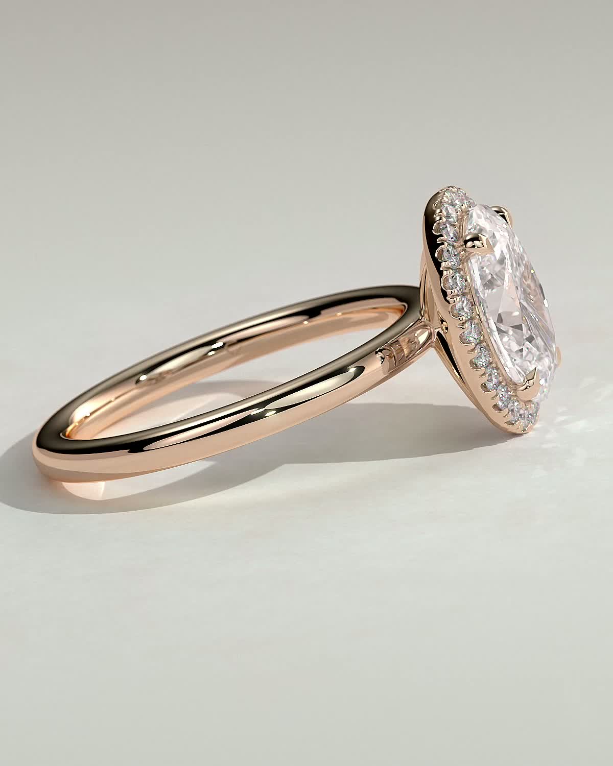 Phoebe  Oval Halo - 18k Rose Gold