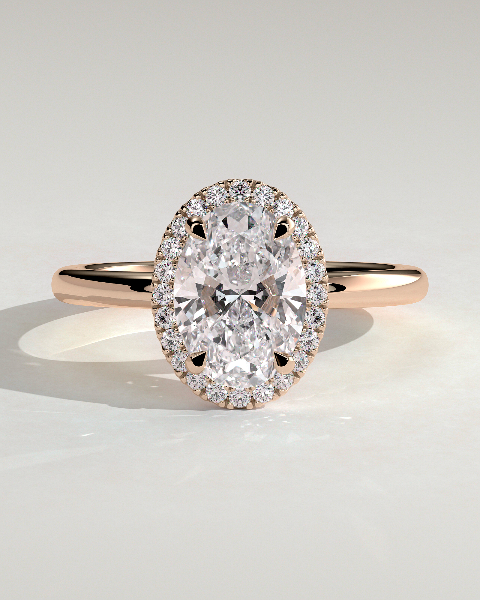 Phoebe  Oval Halo - 18k Rose Gold