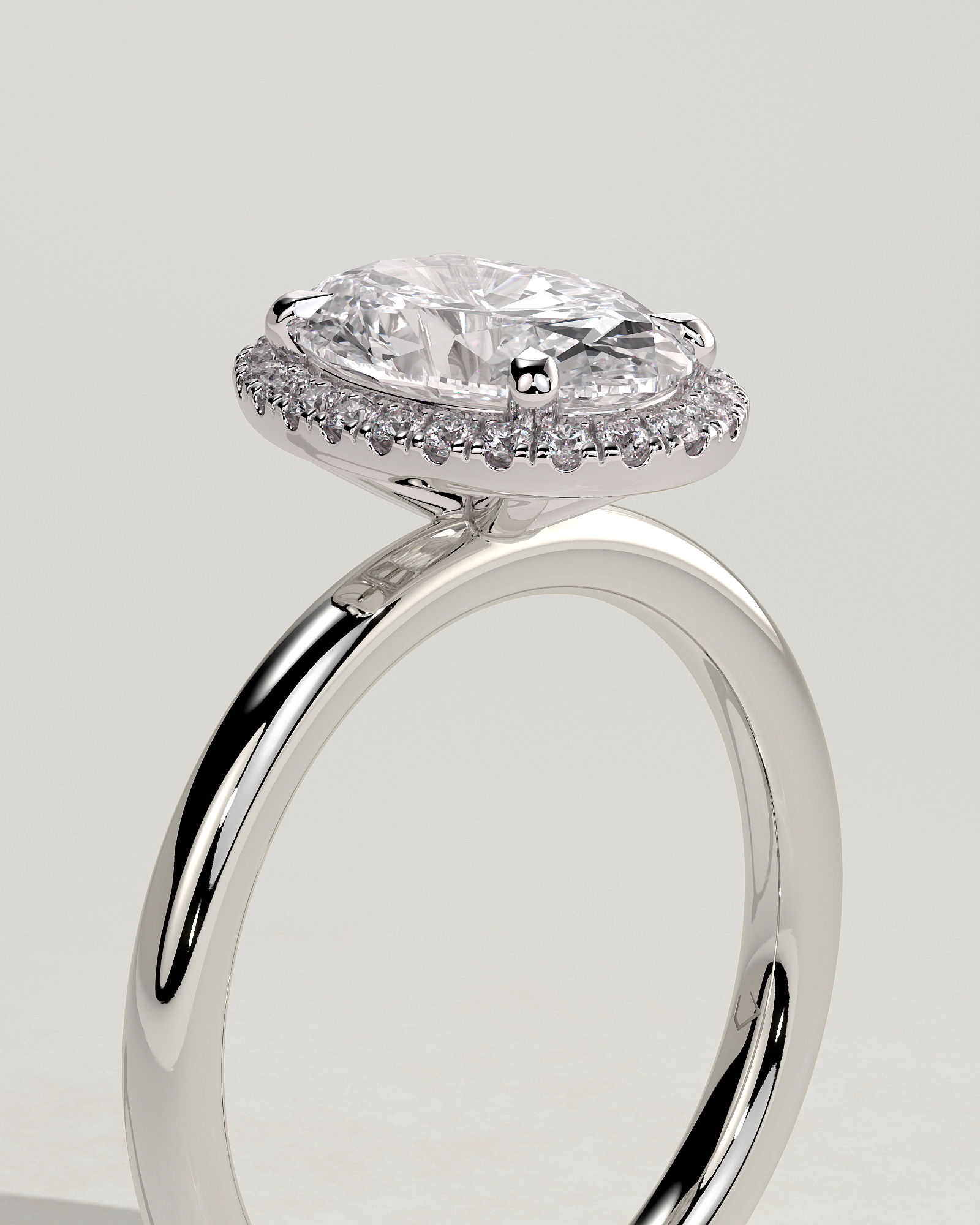 Phoebe  Oval Halo - 18k White Gold