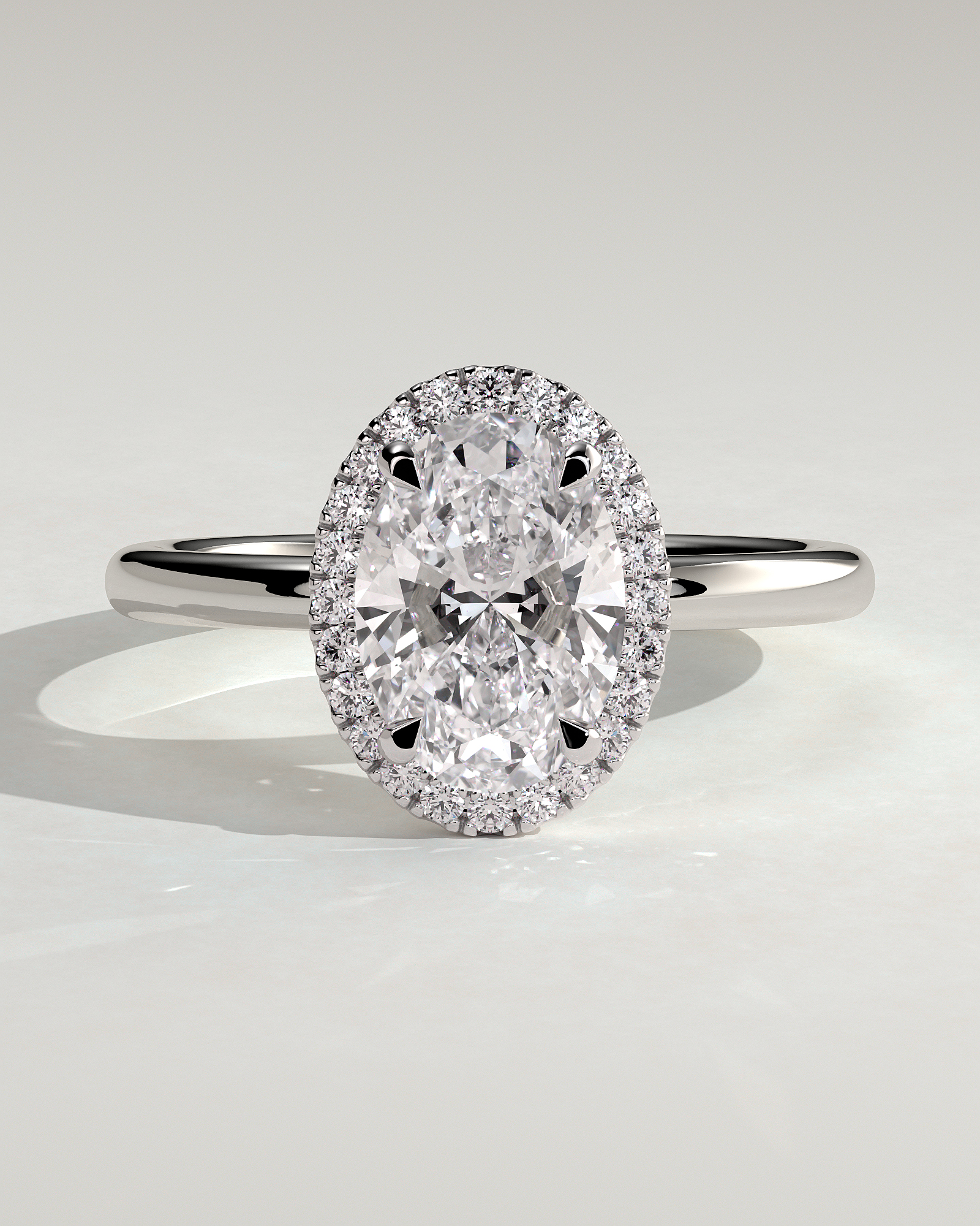 Phoebe  Oval Halo - 18k White Gold