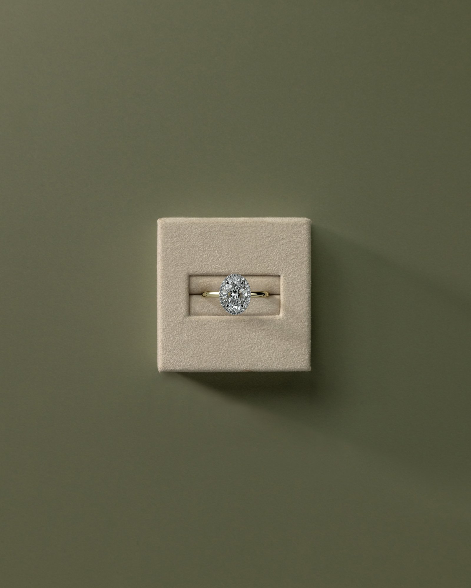 Phoebe  Oval Halo - 18k Yellow Gold / 18k White Gold