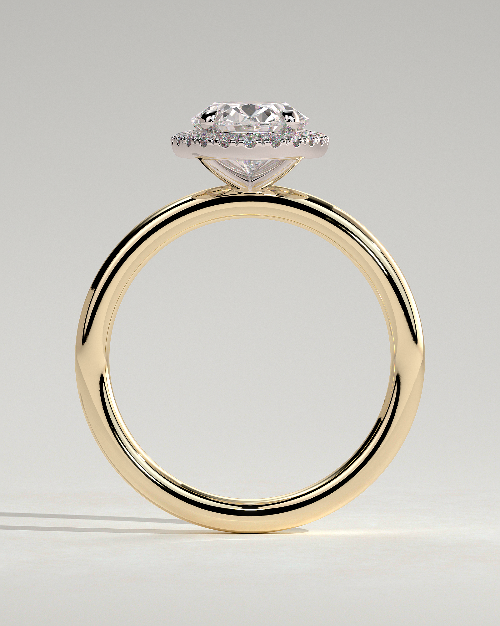 Phoebe  Oval Halo - 18k Yellow Gold / 18k White Gold