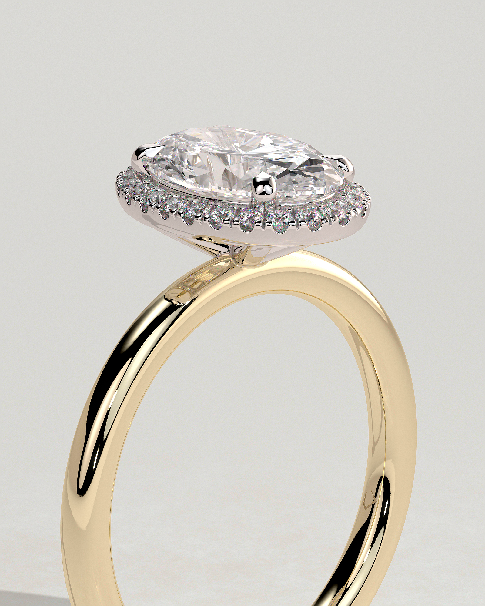 Phoebe  Oval Halo - 18k Yellow Gold / 18k White Gold