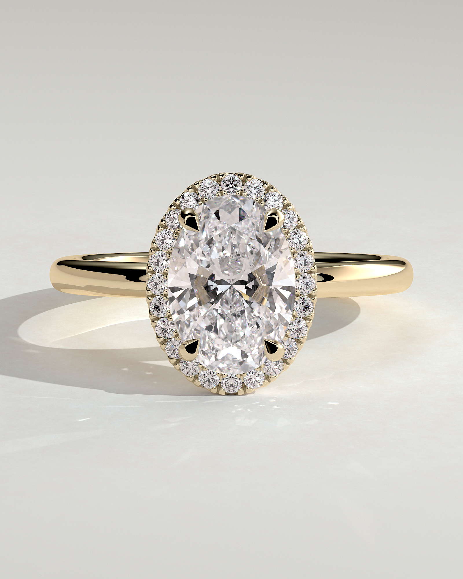 Phoebe  Oval Halo - 18k Yellow Gold