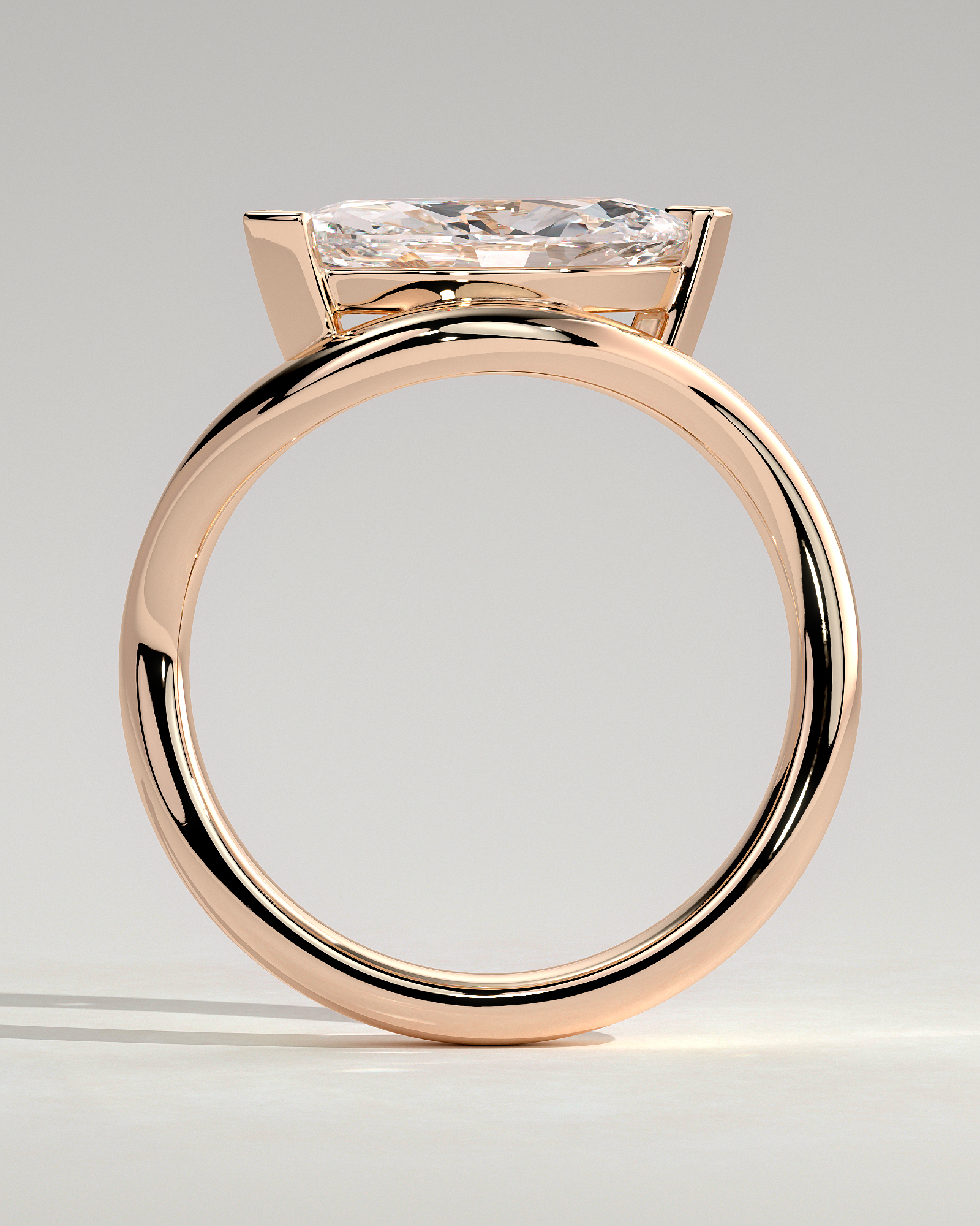 Pia - Marquise Solitaire with Twist Band - 18k Rose Gold