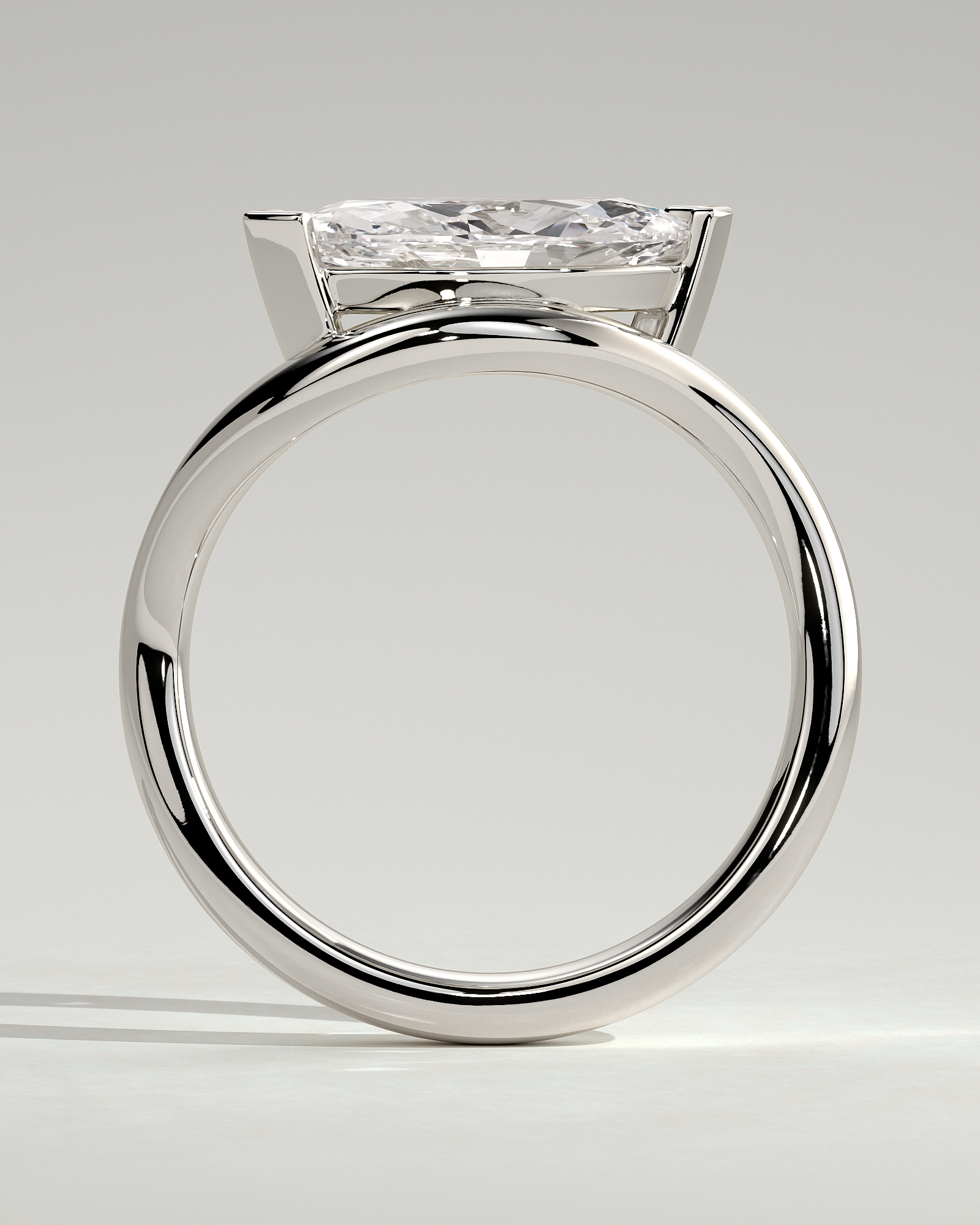 Pia - Marquise Solitaire with Twist Band - 18k White Gold