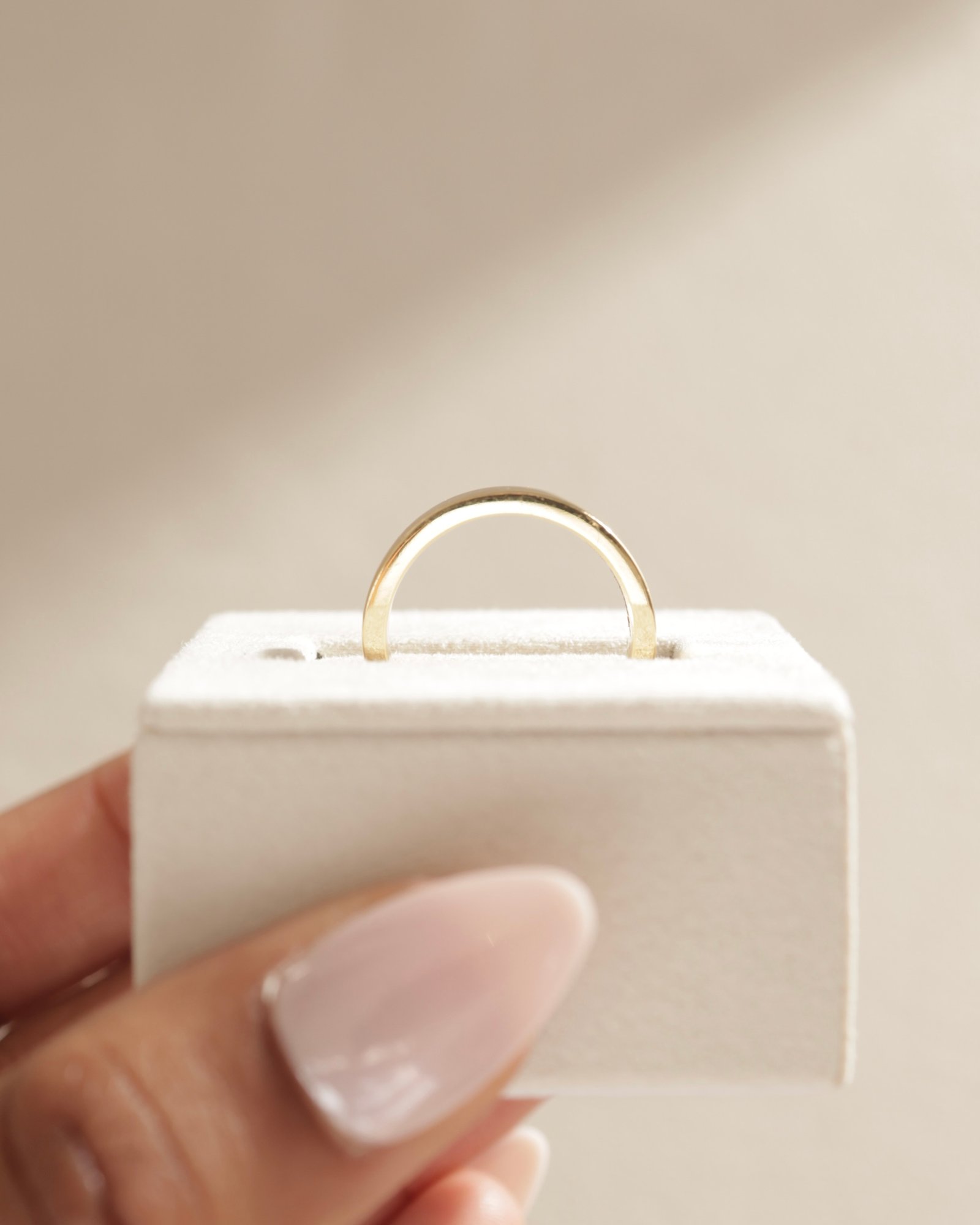 Piper - Cigar Band Wedding Ring Lifestyle Image