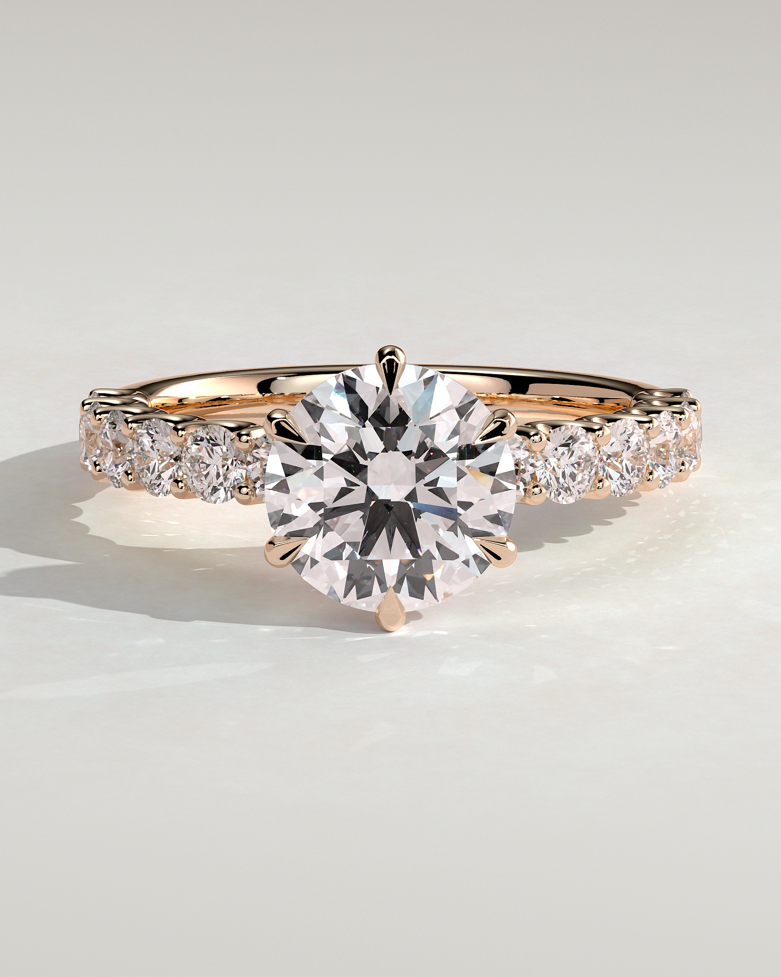 Quinn  6 Claw Round Solitaire - 18k Rose Gold