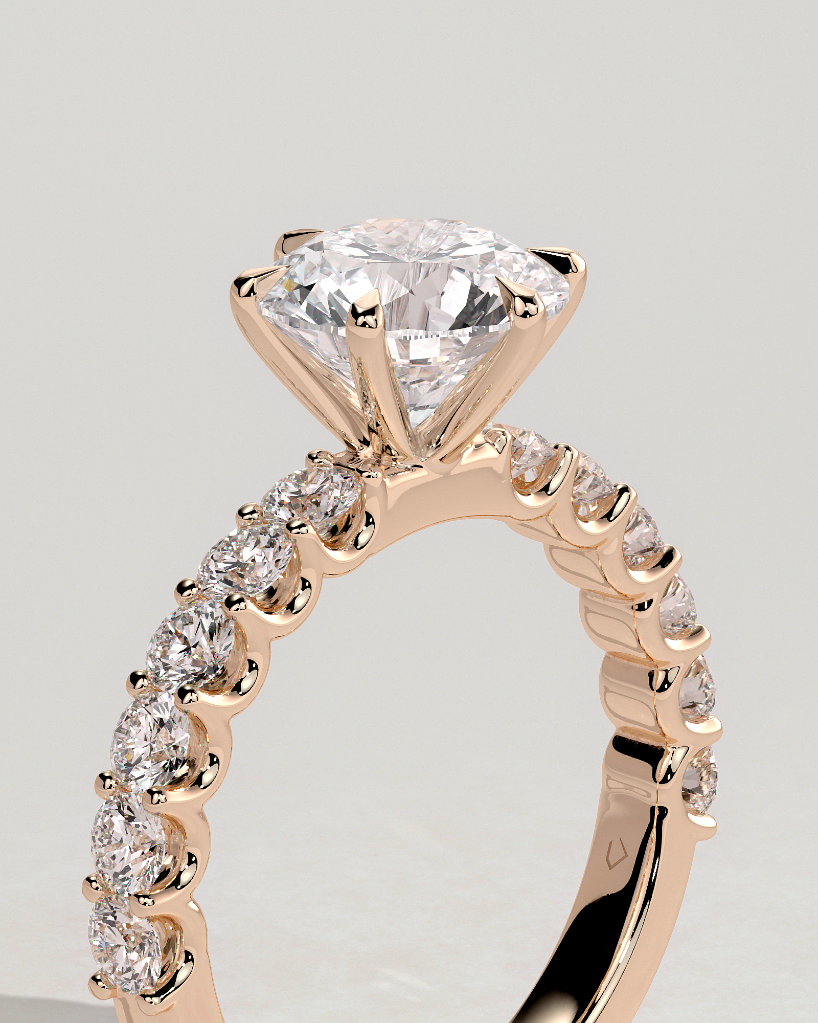 Quinn  6 Claw Round Solitaire - 18k Rose Gold