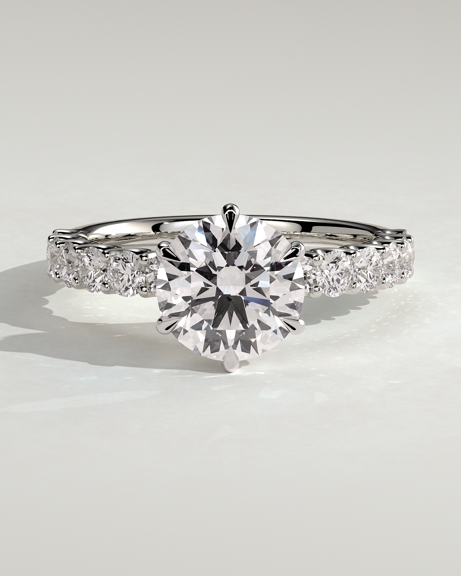 Quinn  6 Claw Round Solitaire - 18k White Gold